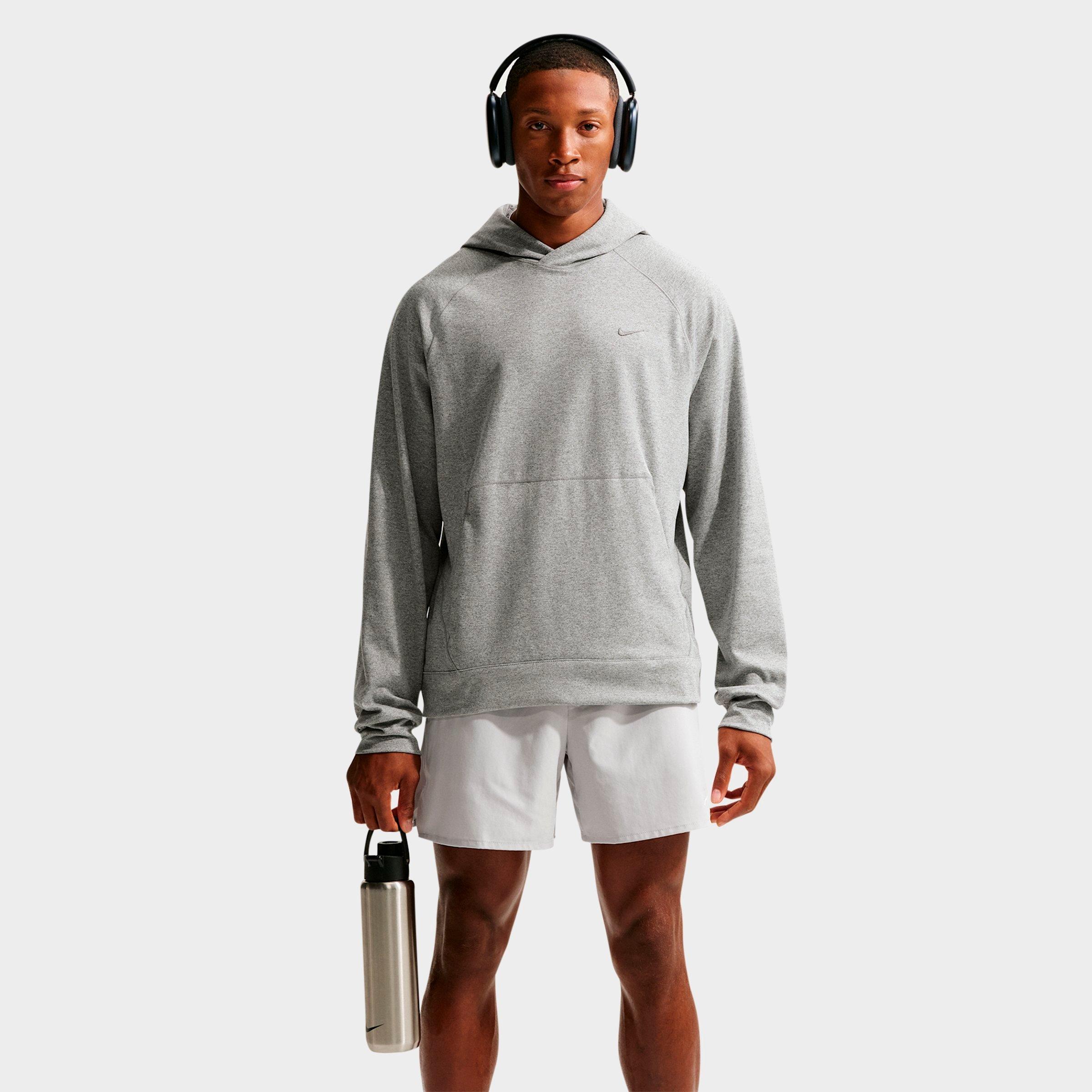 Nike Men's Primary NanoKnit Dri-FIT UV Protection Pullover Training Hoodie in Smoke Grey/Heather/Smoke Grey Size: XL Tall