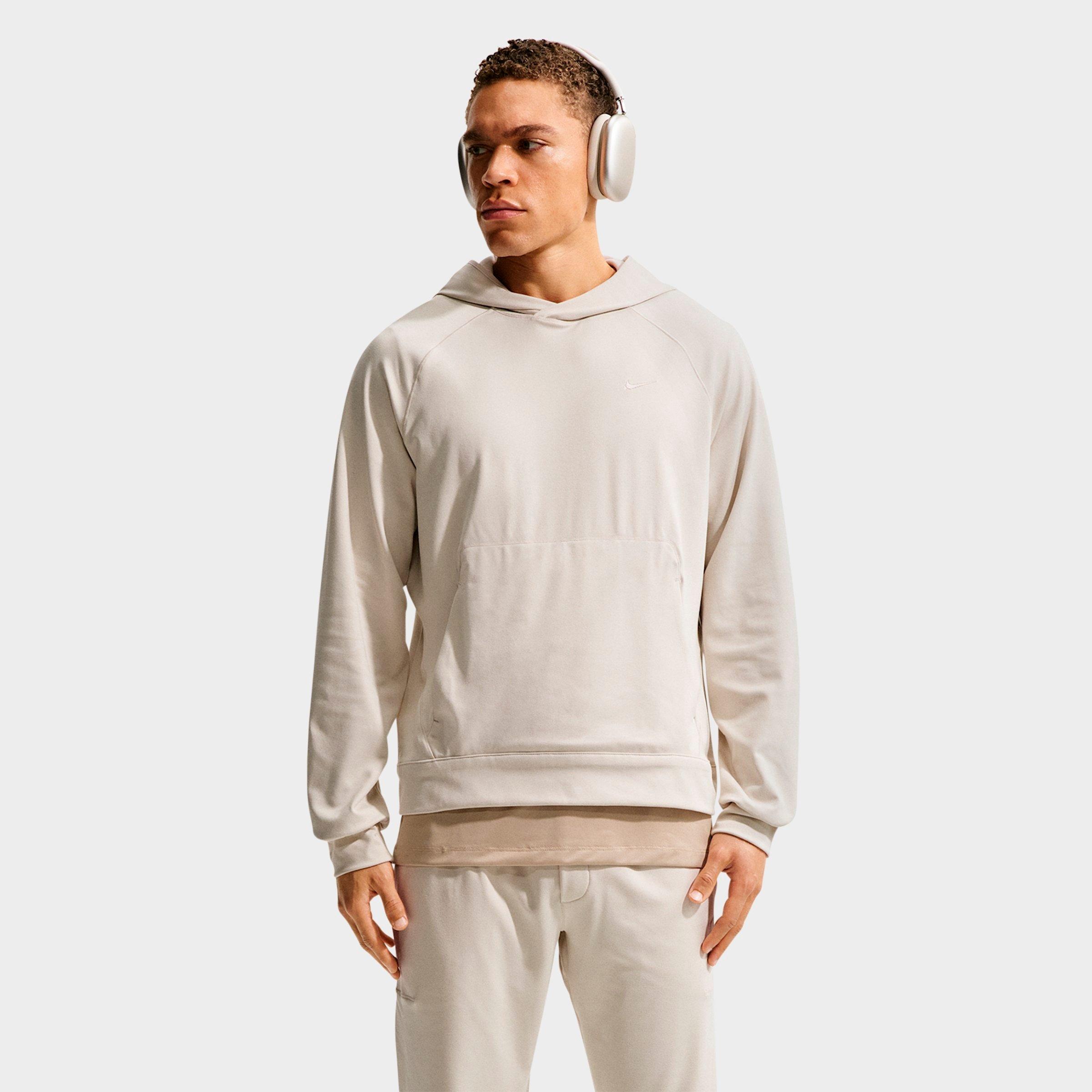 Nike Men's Primary NanoKnit Dri-FIT UV Protection Pullover Training Hoodie in Light Orewood Brown/Sail/Heather Size: M Tall