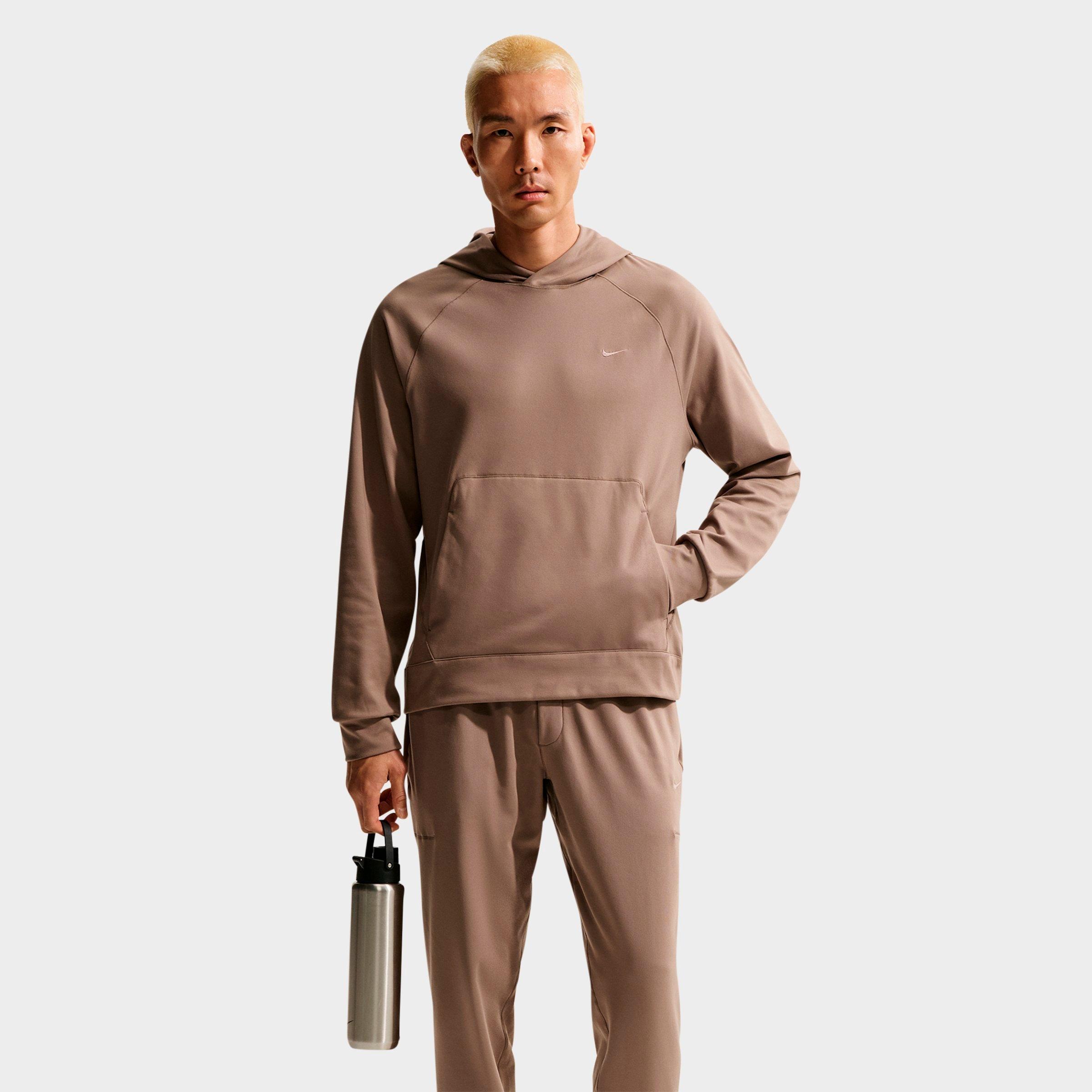 Nike Men's Primary NanoKnit Dri-FIT UV Protection Pullover Training Hoodie in Mink Brown/Mink Brown Size: Small