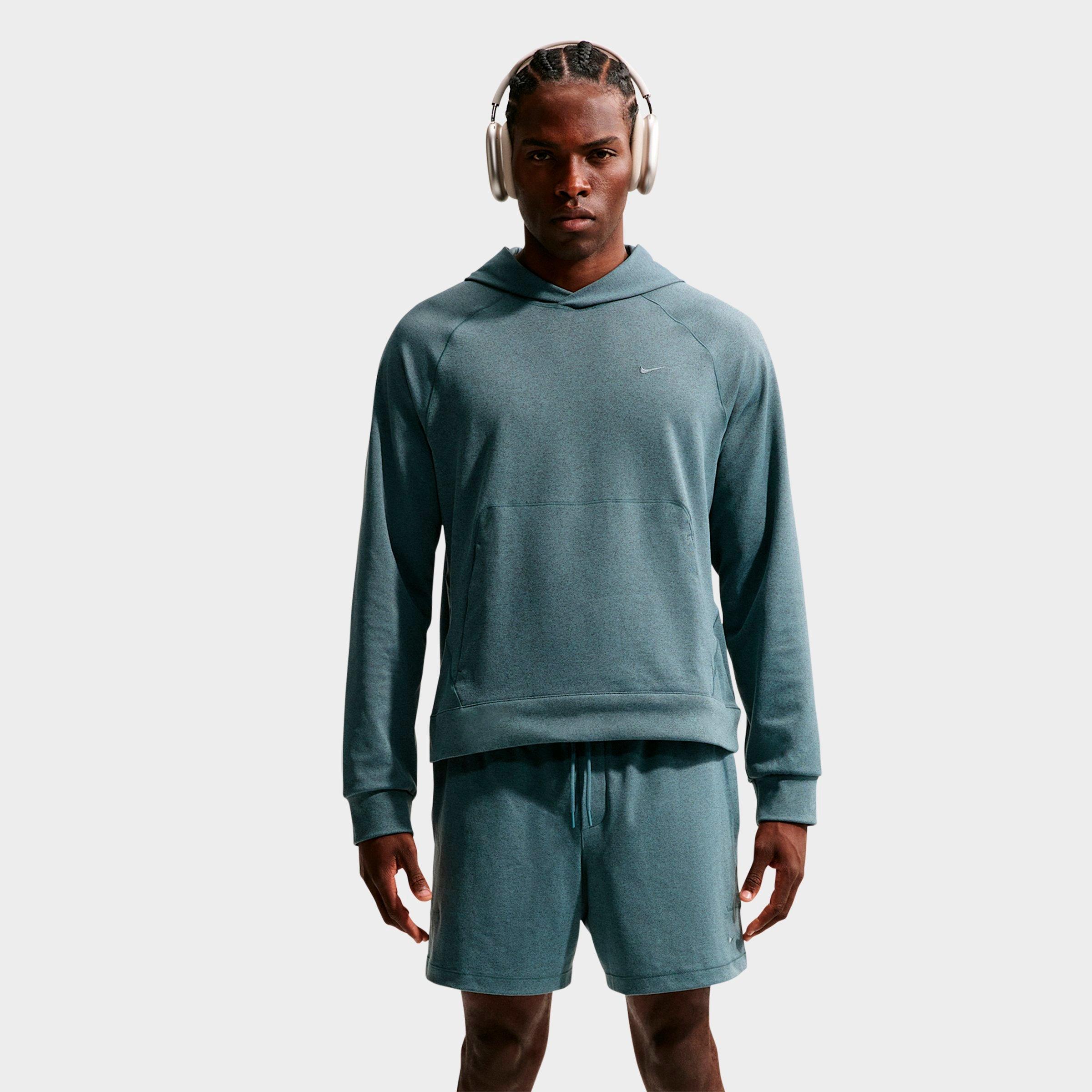 Nike Men's Primary NanoKnit Dri-FIT UV Protection Pullover Training Hoodie in Mineral Slate/Black Spruce/Heather Size: Medium