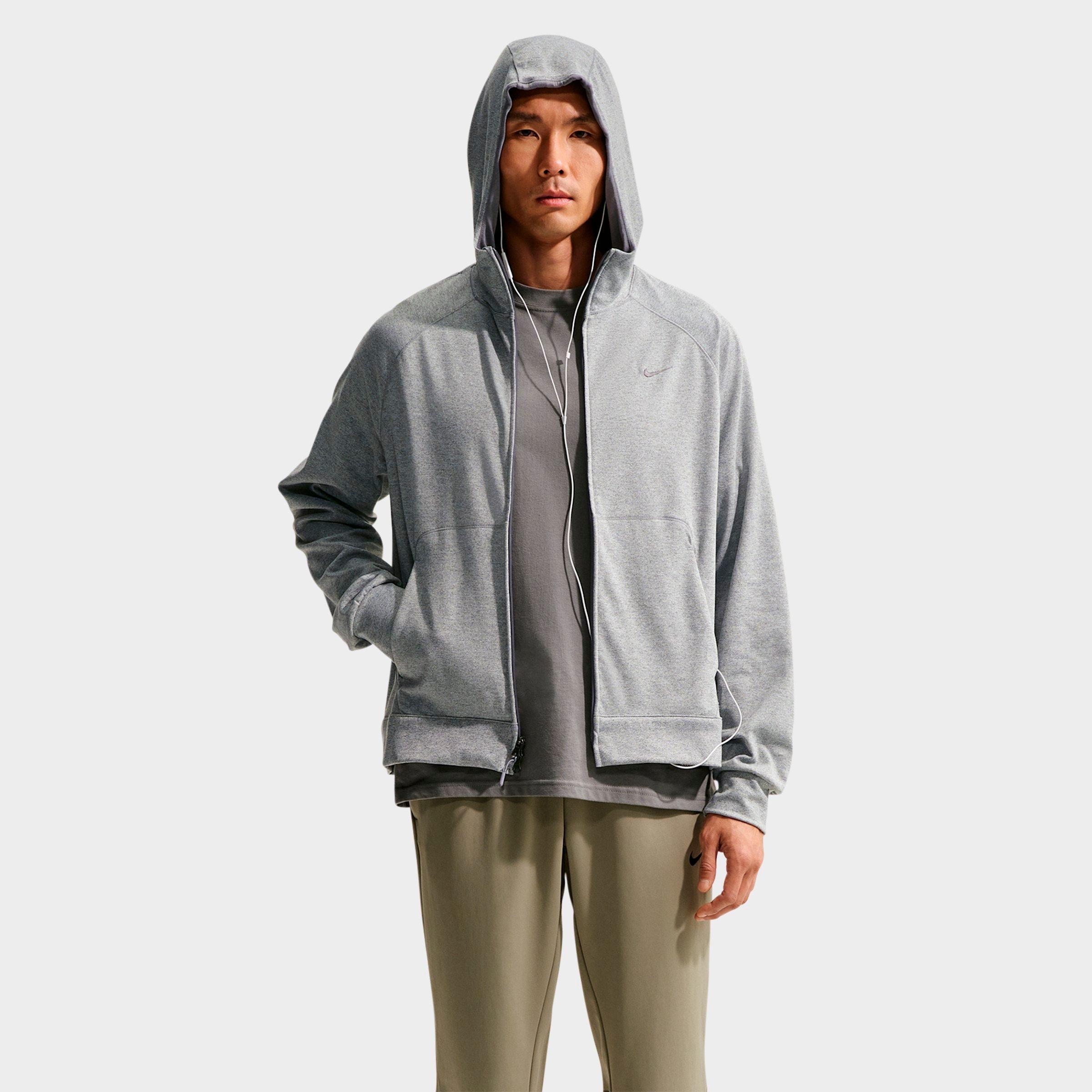Nike Men's Primary NanoKnit Dri-FIT UV Protection Full-Zip Training Hoodie in Smoke Grey/Heather/Smoke Grey Size: Medium