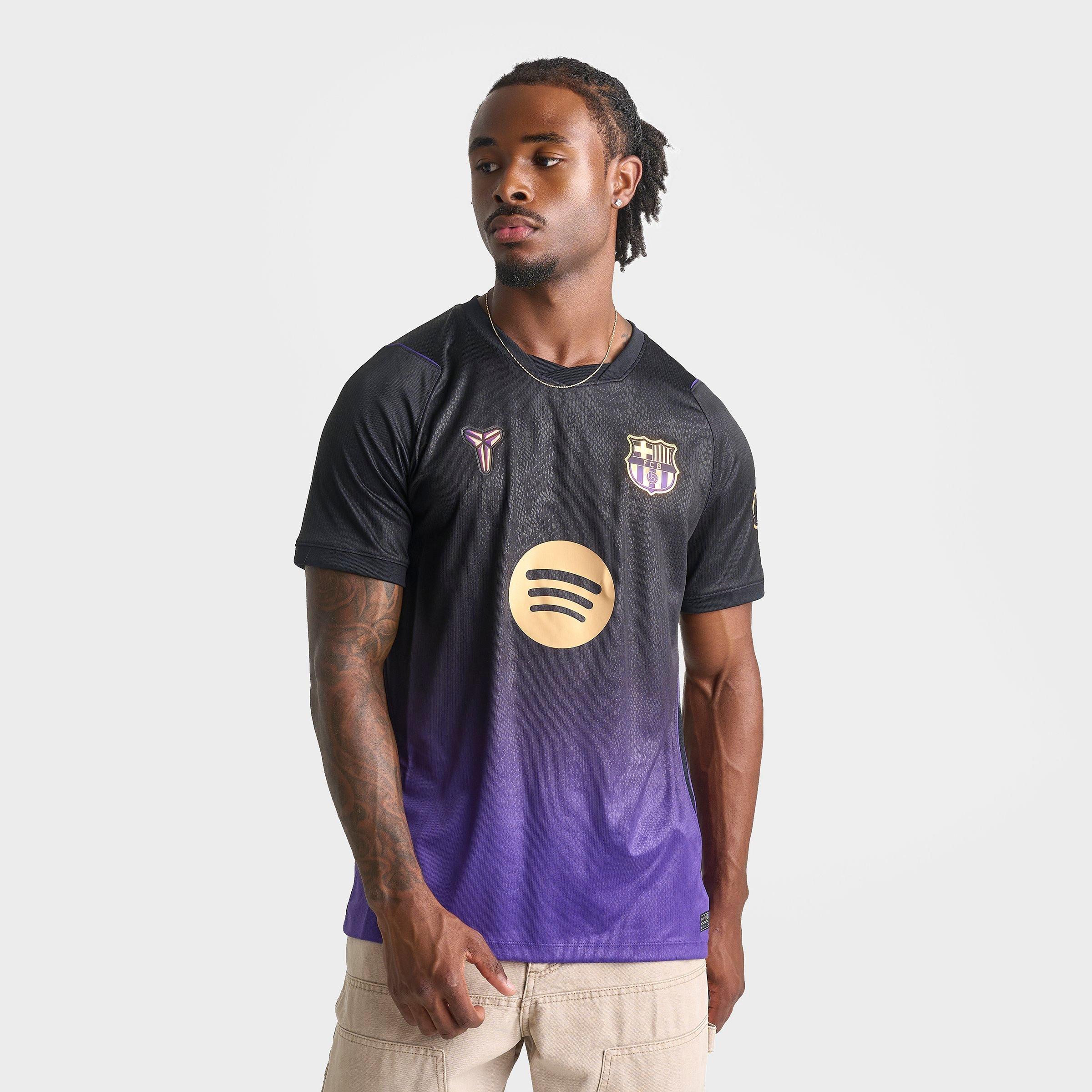 Nike Men's F. C. Barcelona 2026-27 Stadium Away Kobe Dri-FIT Replica Soccer Jersey in Field Purple/Field Purple/Metallic Gold Size: Large