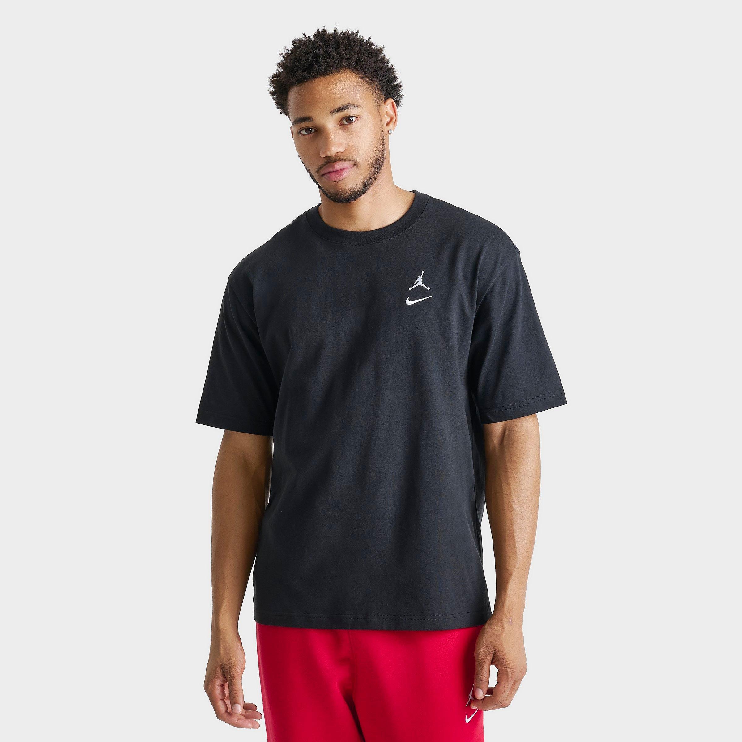 Jordan Men's Brooklyn Swoosh Logo T-Shirt in Black/White Size: Small
