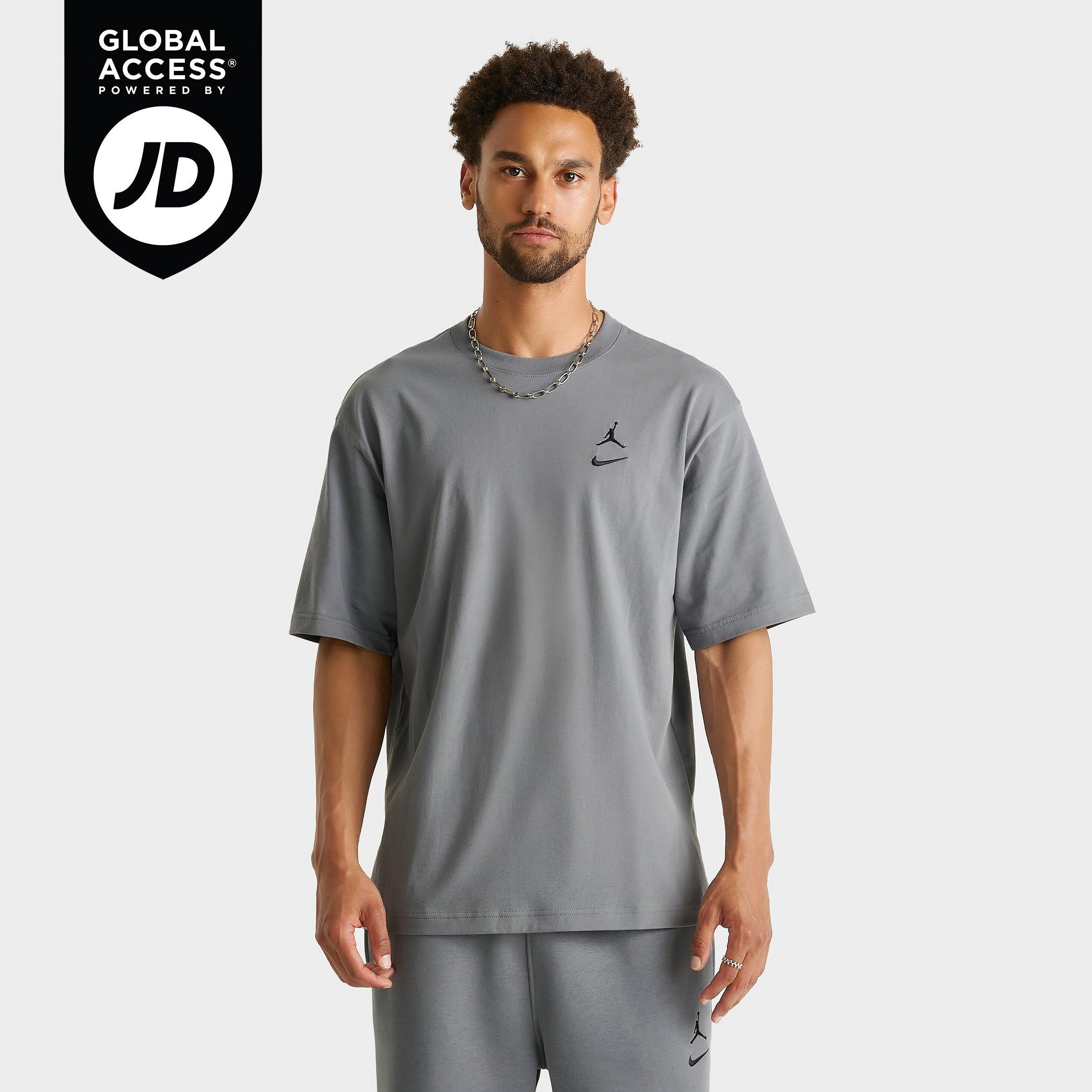Jordan Men's Brooklyn Swoosh Logo T-Shirt in Cool Grey/Black Size: Small