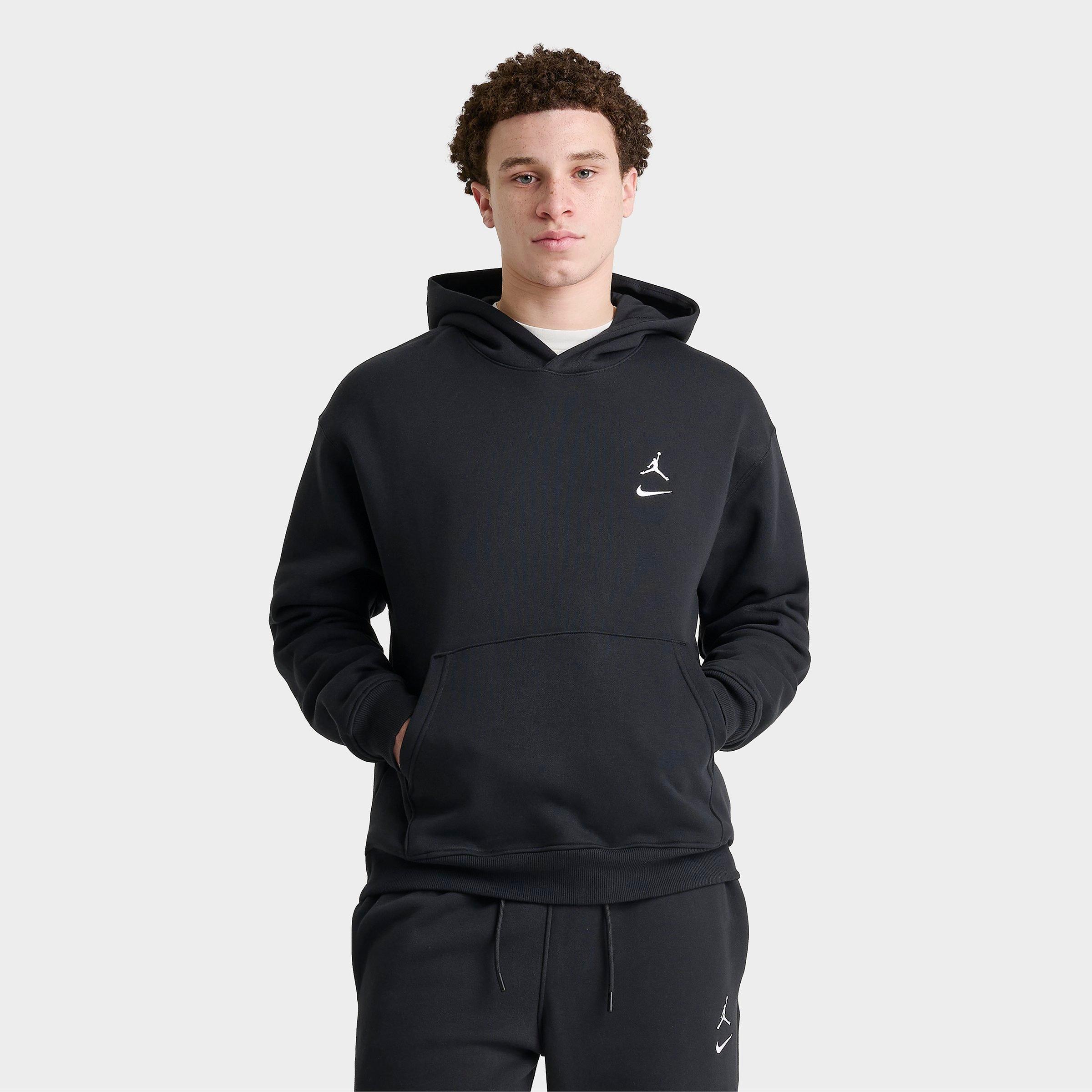 Jordan Men's Swoosh Brooklyn Fleece Pullover Hoodie in Black/White Size: Small