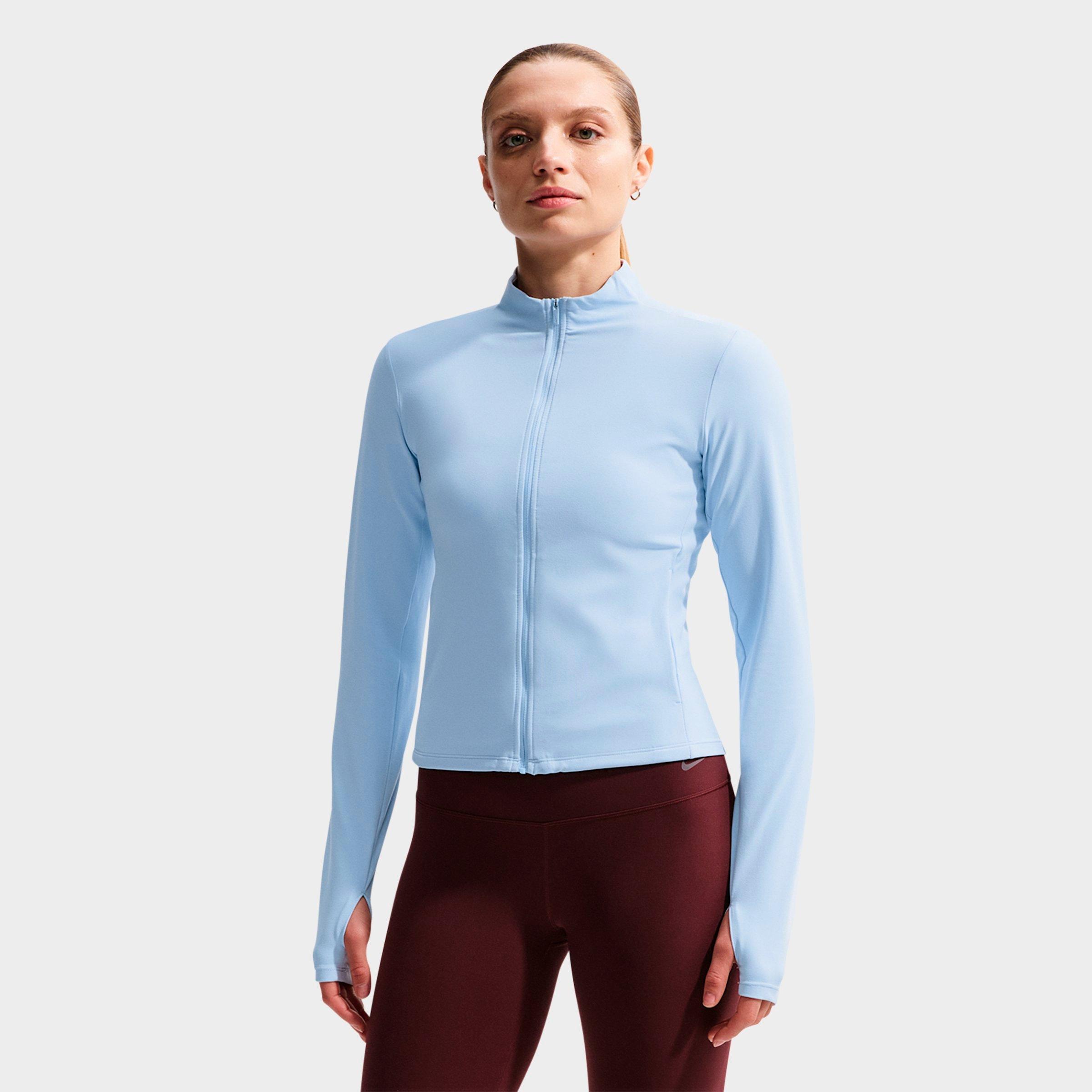 Nike Women's Zenvy Dri-FIT Full-Zip Jacket in Hydrogen Blue/Cool Grey Size: Medium