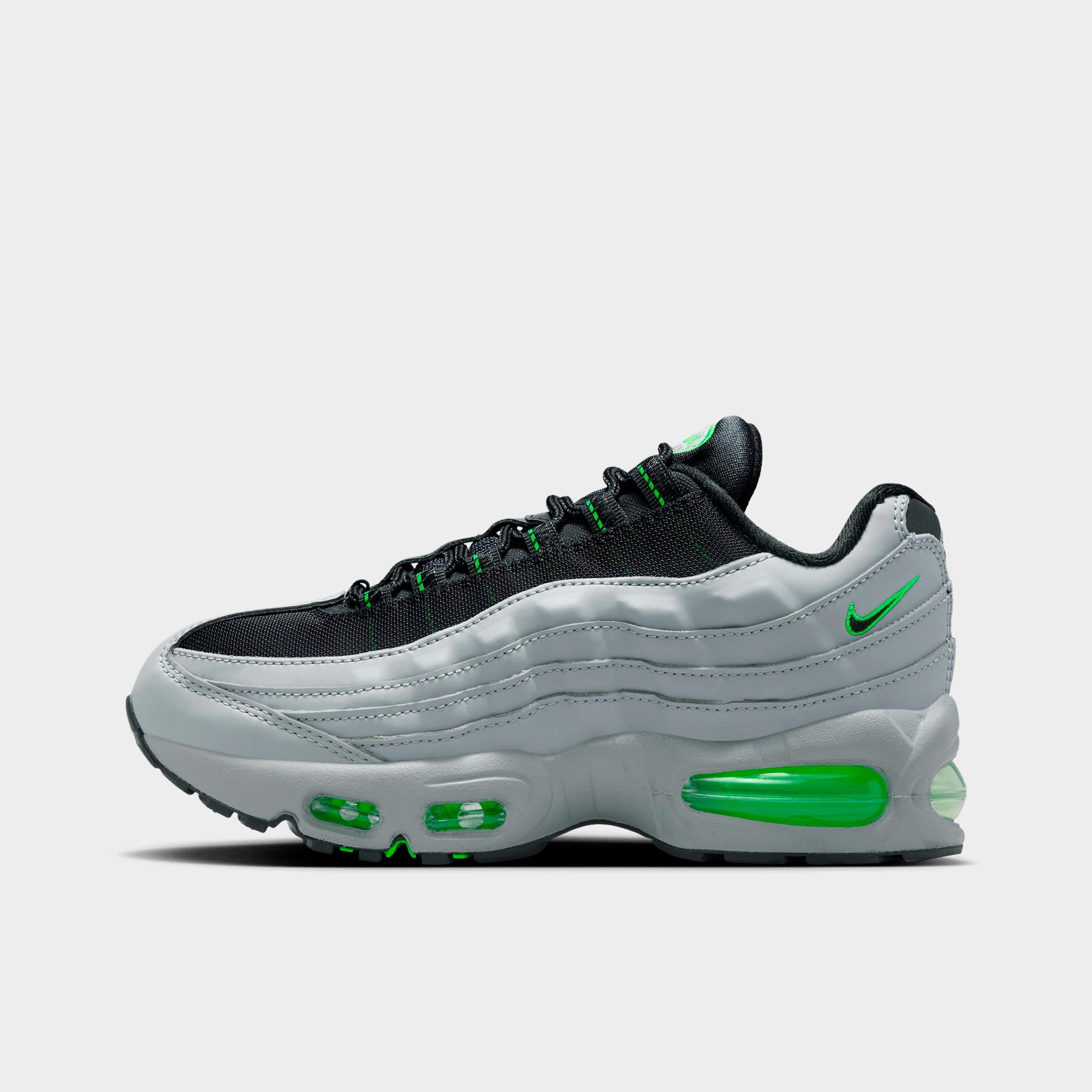 Nike Big Kids Air Max 95 Casual Shoes in Light Smoke Grey/Green Strike/White Size: 4.5