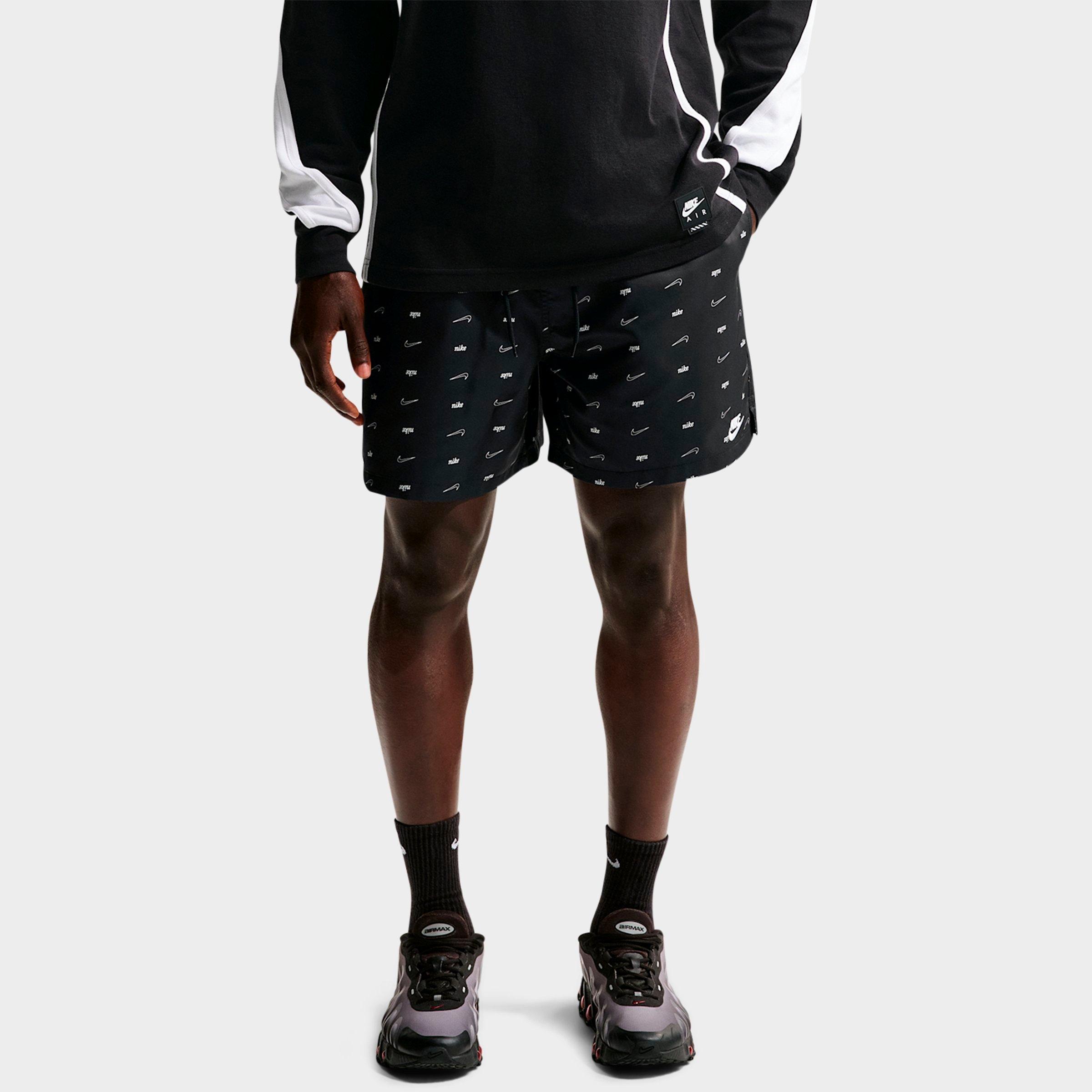 Nike Men's Sportswear Club Monogram Woven Flow Shorts in Black/White Size: L Tall