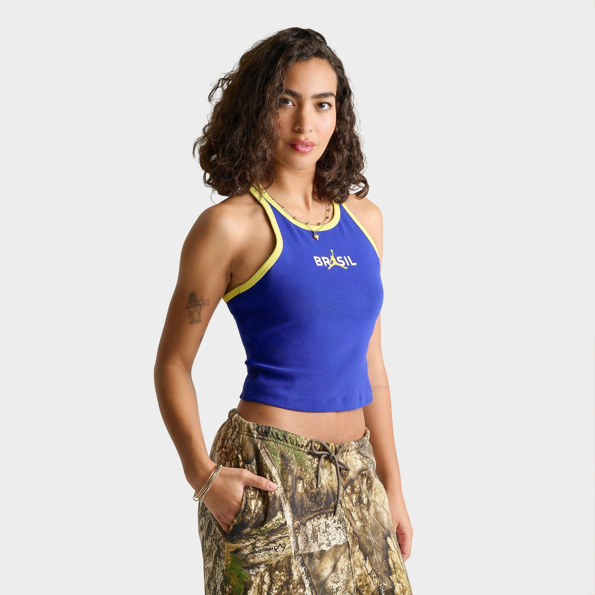 Jordan Women's Brazil Graphic Sleeveless Tank Top in Old Royal/Yellow Pulse Size: XS