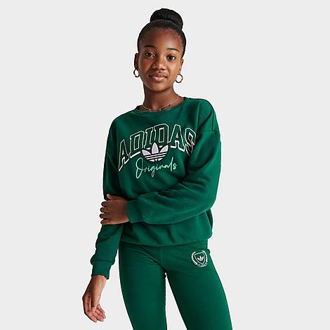 Adidas Originals Kids' Adidas Girls' Originals Collegiate Graphic Pack Crewneck Sweatshirt In Collegiate Green