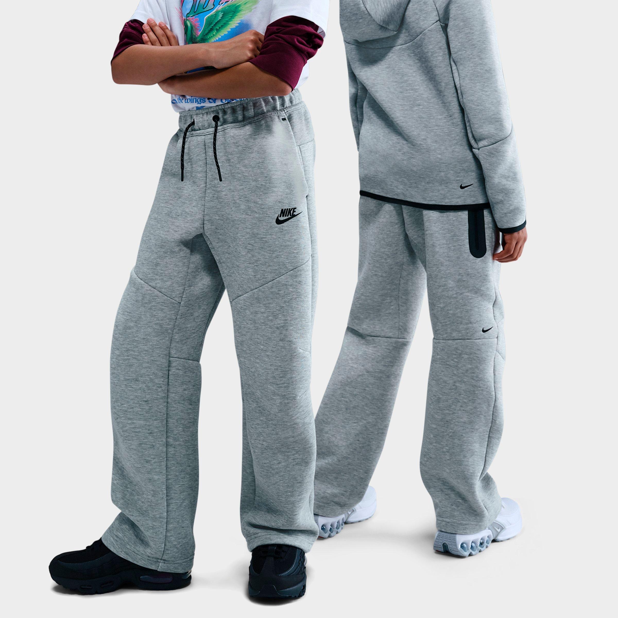 Nike Big Kids Sportswear Tech Fleece Open Hem Pants in Dark Grey Heather/Black Size: Large
