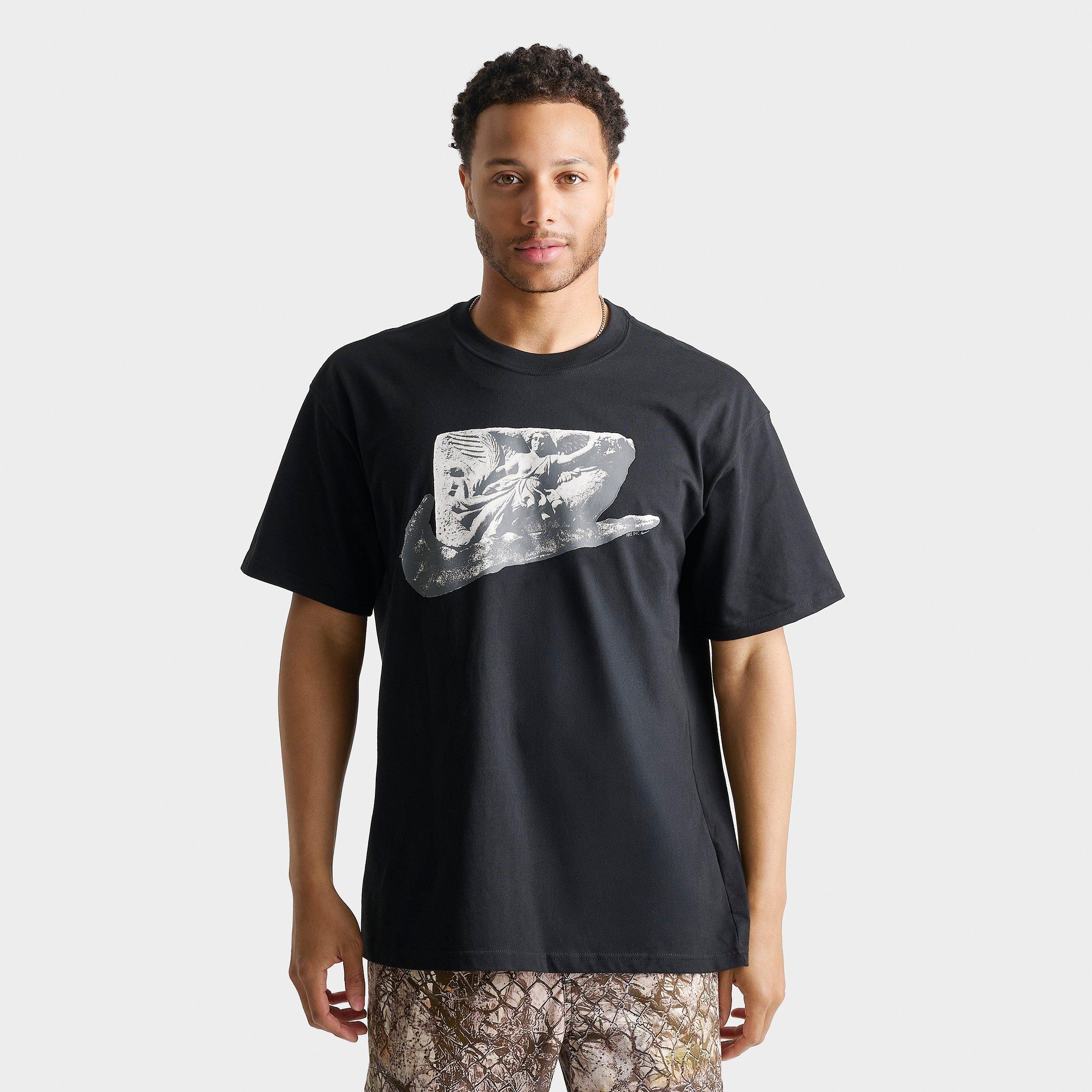 Nike Men's Sportswear Swoosh Stone T-Shirt in Black Size: Medium