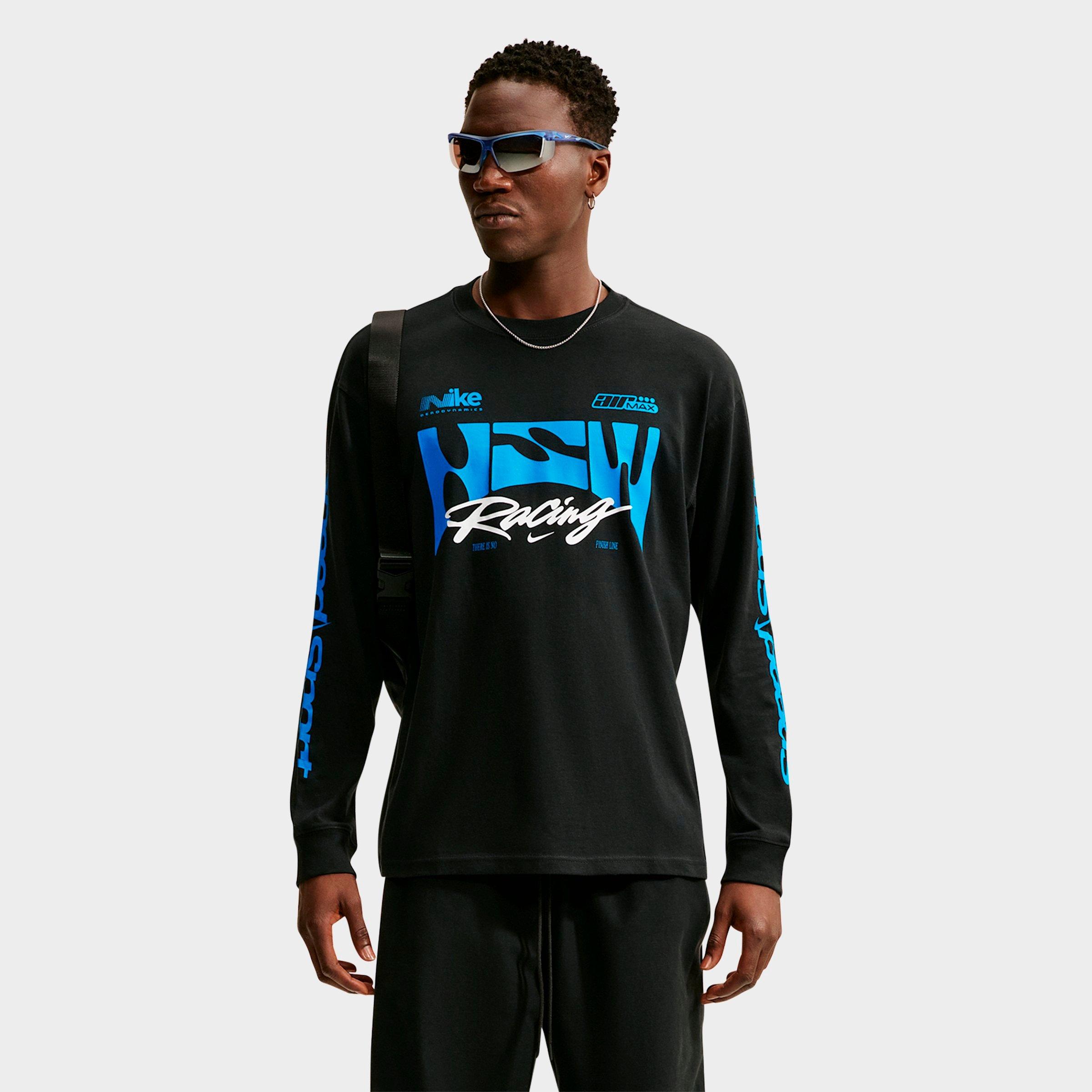 Nike Men's Sportswear Swoosh Speed Graphic Long-Sleeve T-Shirt in Black Size: 2XL
