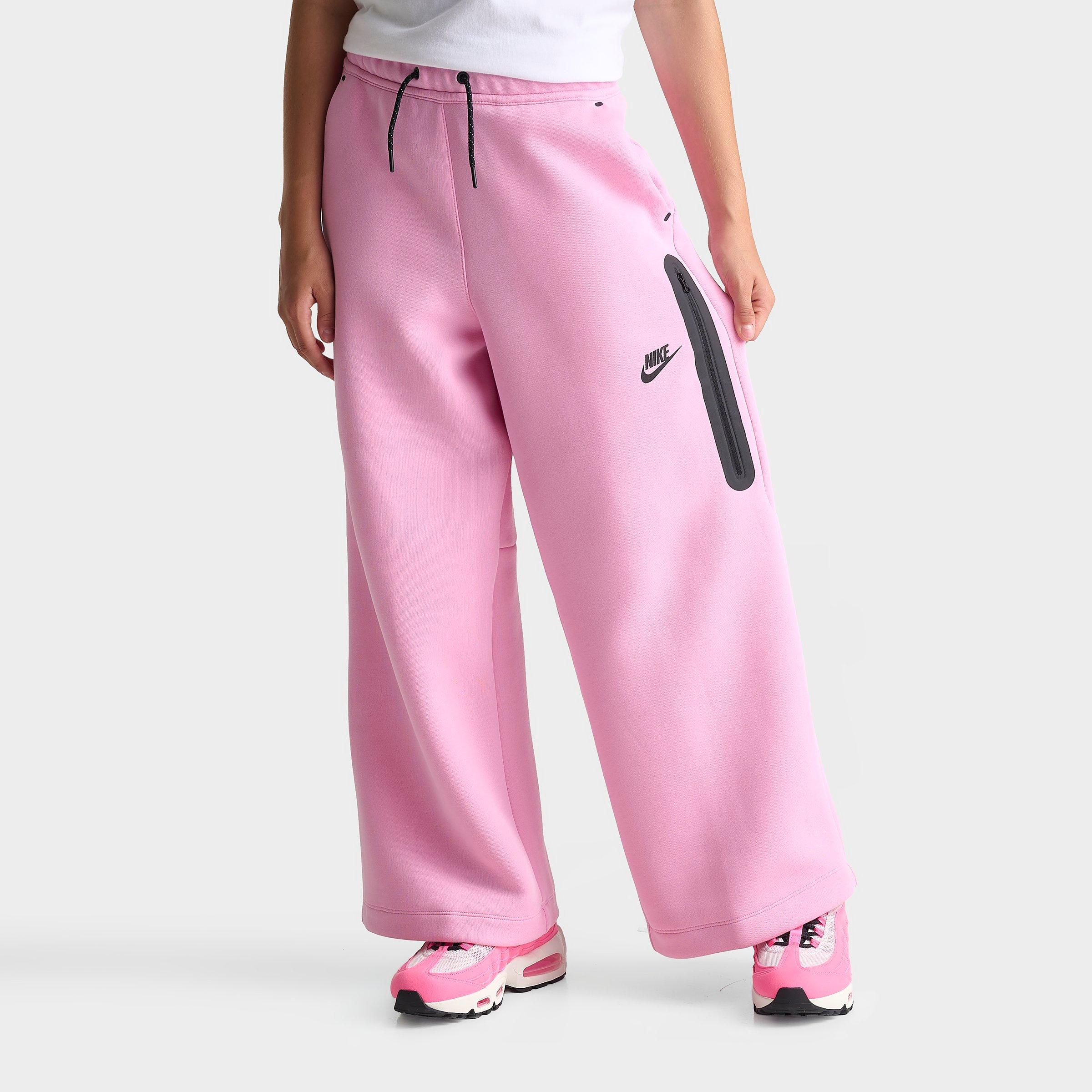 Nike Girls' Big Kids Sportswear Tech Fleece Wide-Leg Pants in Pink Rise Size: Medium