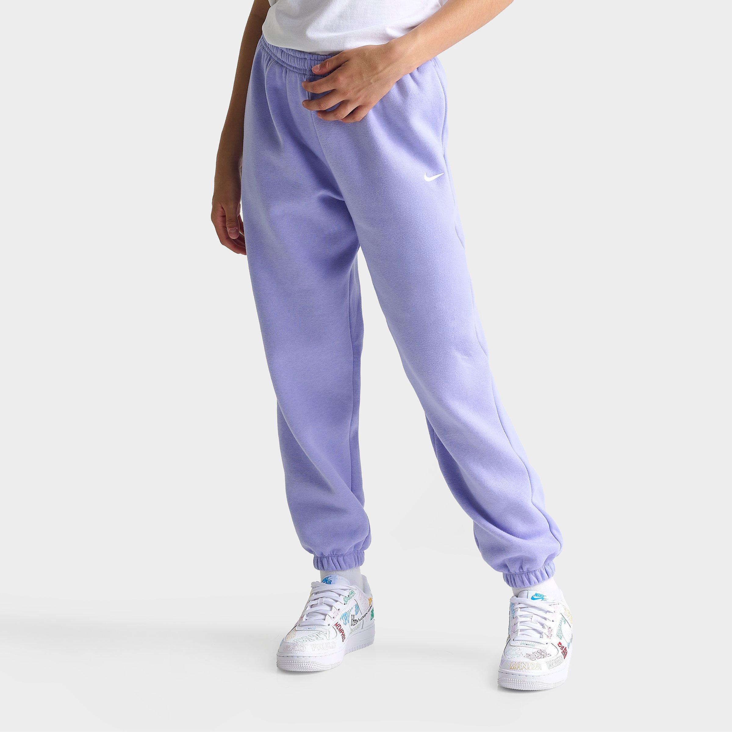Nike Girls' Big Kids Sportswear Studio Fleece Jogger Pants in Light Thistle/White Size: XL
