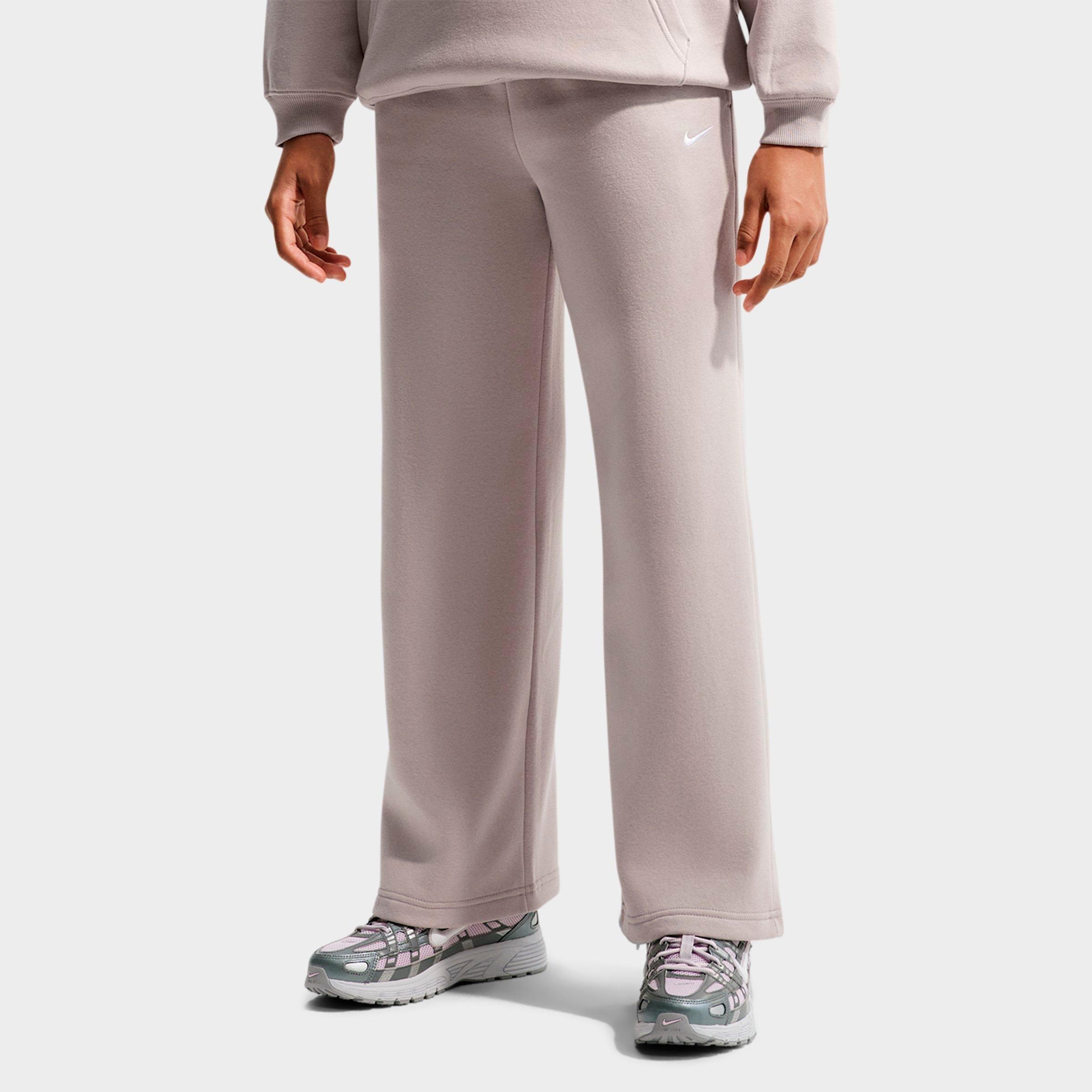 Nike Girls' Big Kids Sportswear Studio Fleece Open Hem Sweatpants in Moon Particle/White Size: Medium