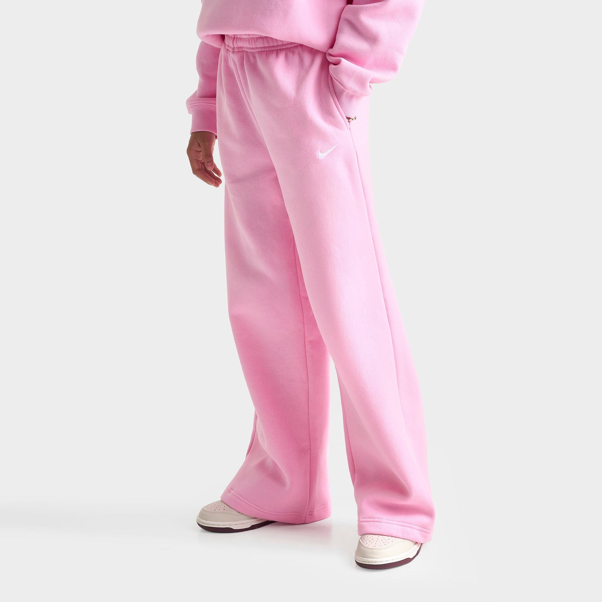 Nike Girls' Big Kids Sportswear Studio Fleece Open Hem Sweatpants in Pink Rise Size: Medium