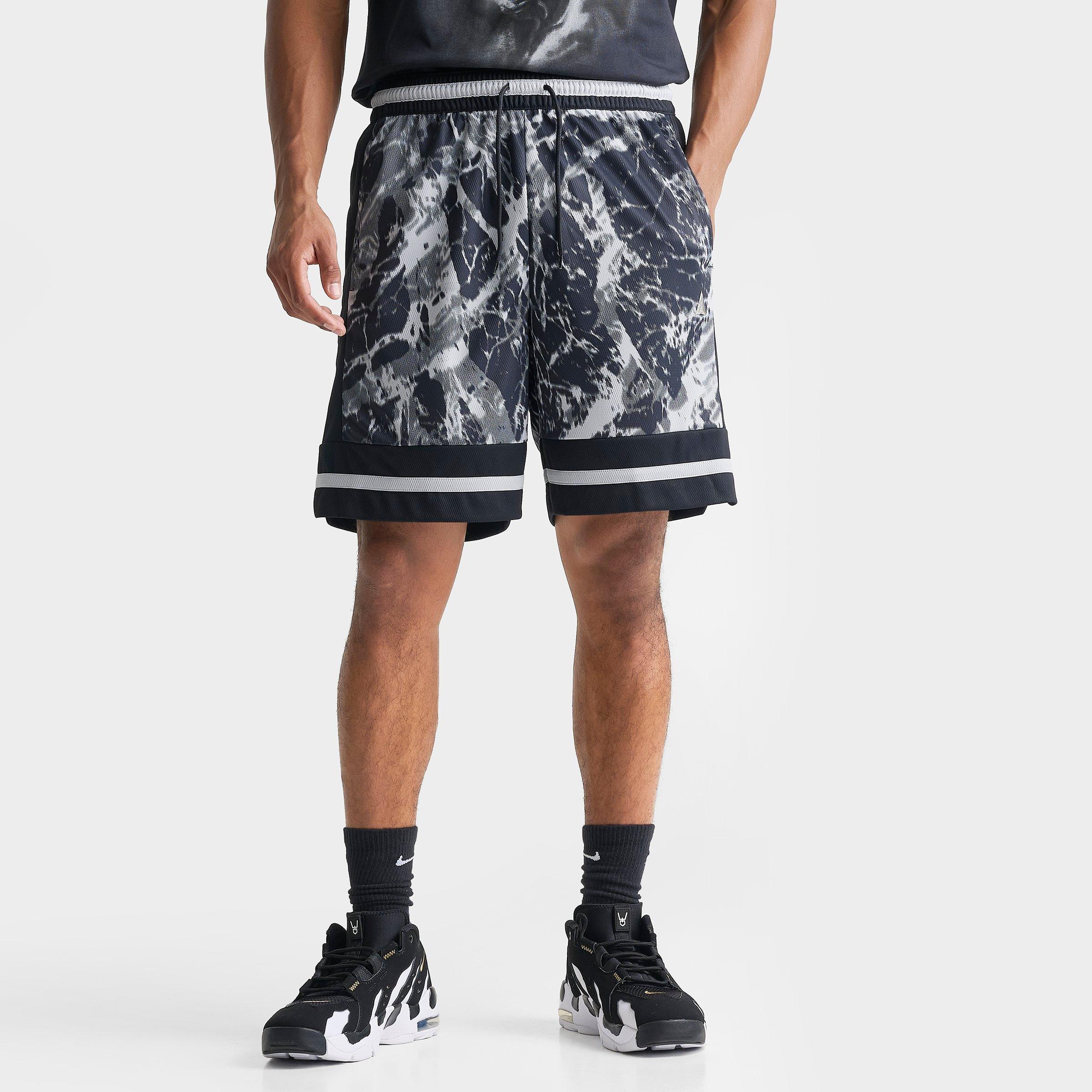 Nike Men's Ja Morant Dri-FIT Allover Print 8" Basketball Shorts in Black/Light Smoke Grey/Metallic Silver Size: Large