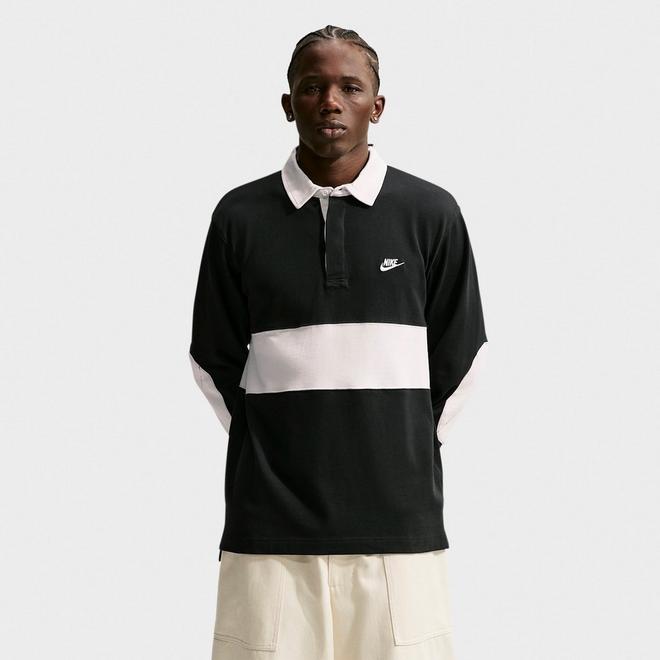 Men's Nike Club Striped Long-Sleeve Rugby Top