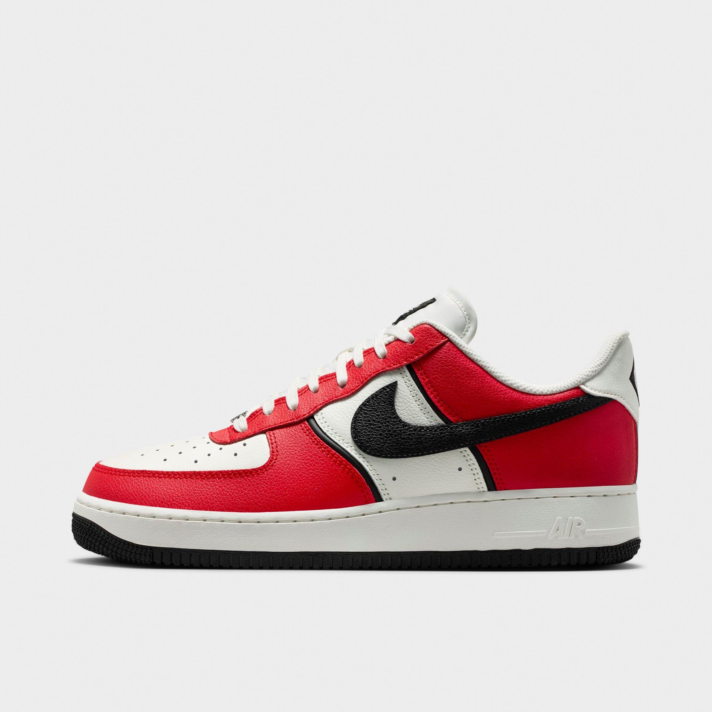 Nike Men's Air Force 1 '07 LV8 Sport Casual Shoes in University Red/Black/Sail Size: 9.5