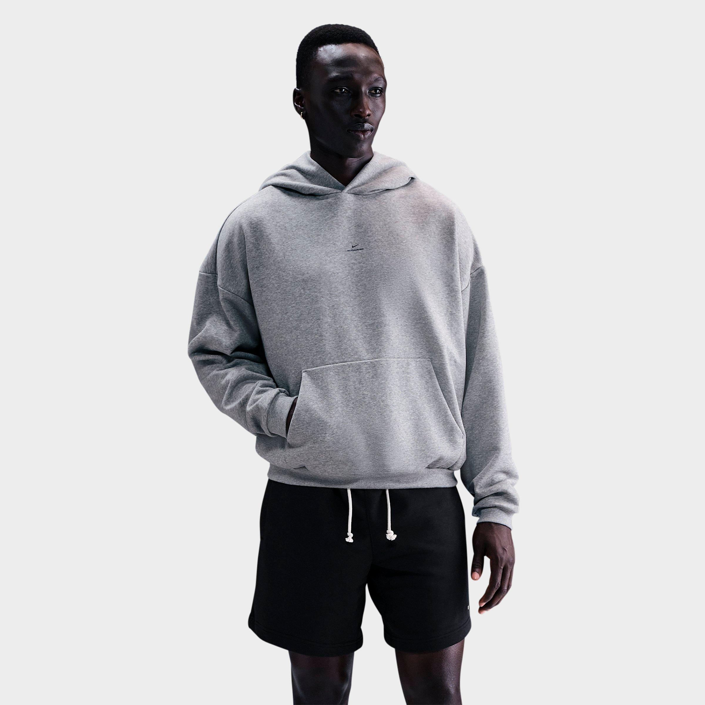 Nike Men's Standard Issue Therma-FIT Brushed Basketball Pullover Hoodie in Dark Grey Heather/Black Size: Small