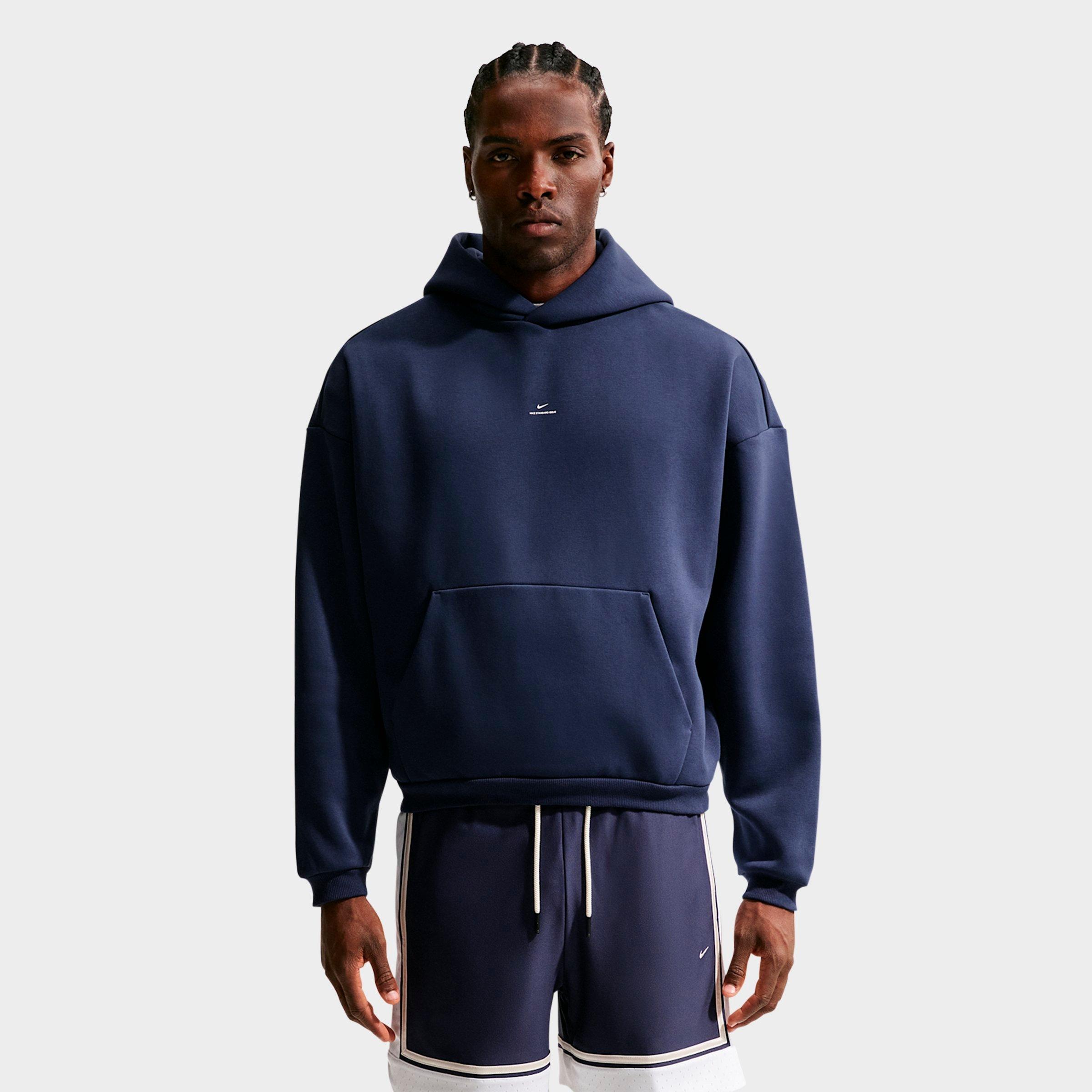 Nike Men's Standard Issue Therma-FIT Brushed Basketball Pullover Hoodie in Midnight Navy/Pale Ivory Size: 2XL
