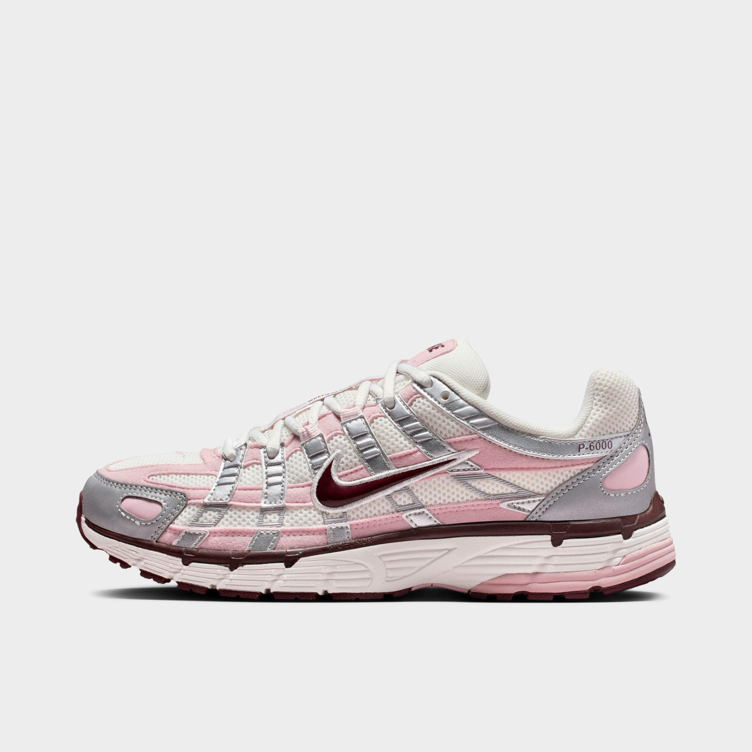 Nike Women's P-6000 Casual Shoes in Summit White/Metallic Silver/Burgundy Crush Size: 7.5