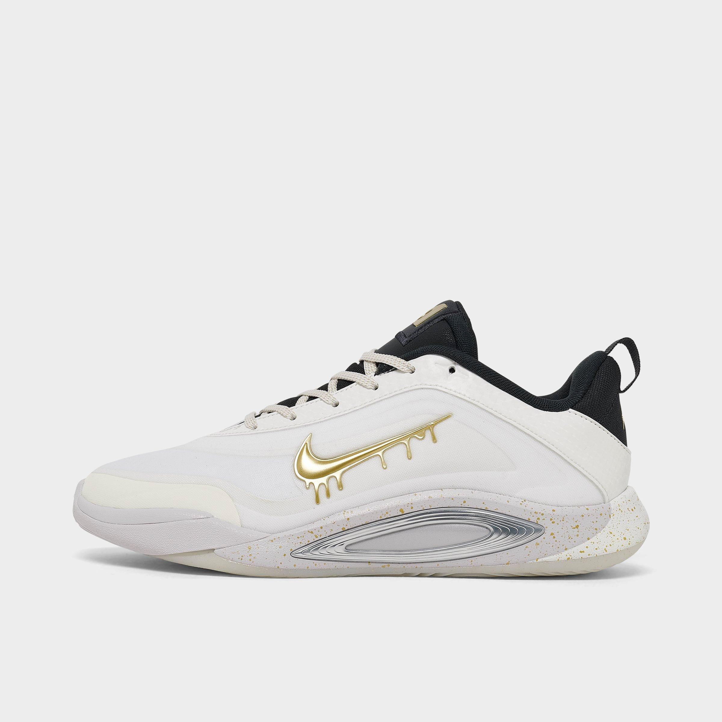 Nike Big Kids A'One A'ja Wilson Basketball Shoes in Sail/Metallic Gold/Vast Grey Size: 3.5