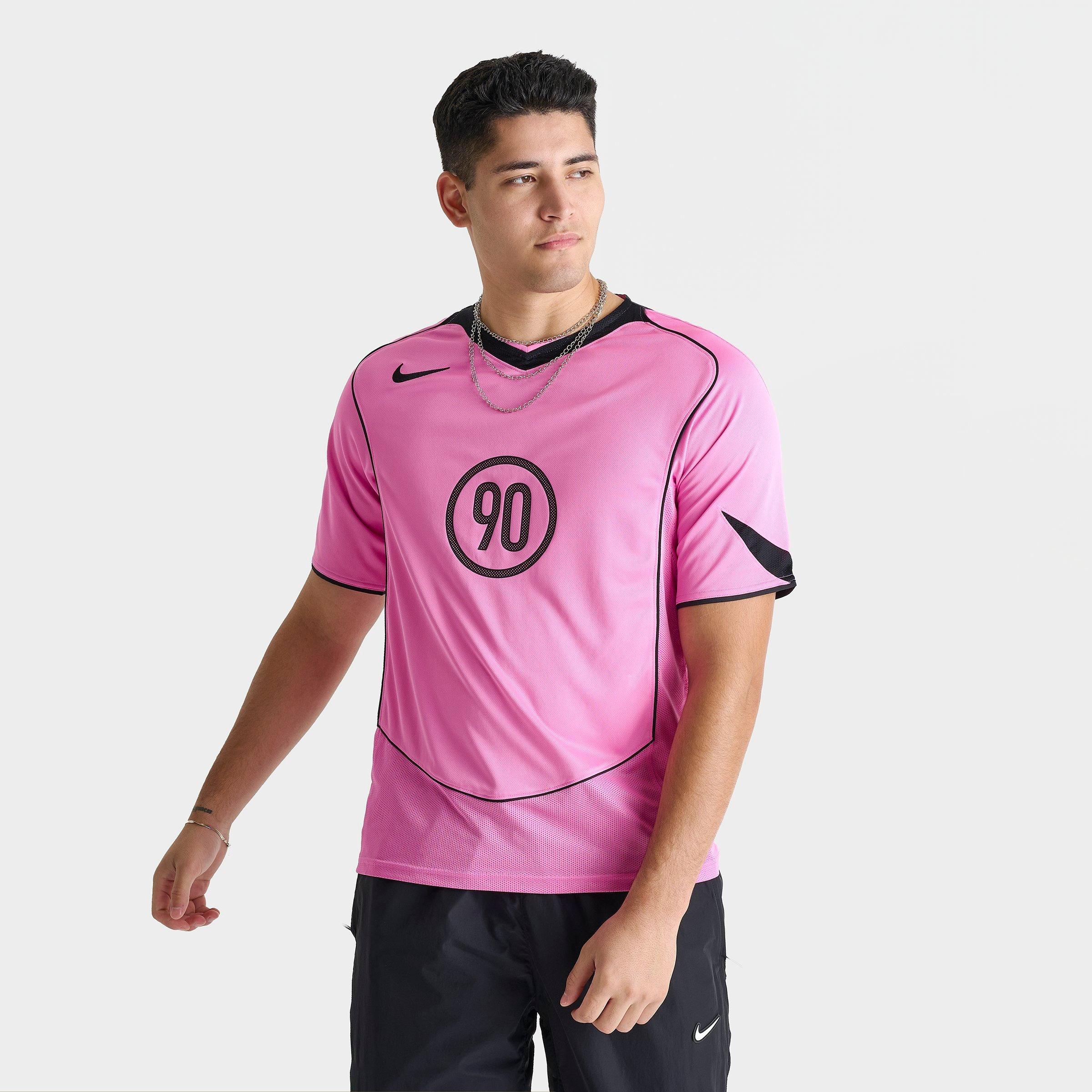 Nike Men's Total 90 Dri-FIT Soccer Jersey in Playful Pink/Black Size: Small