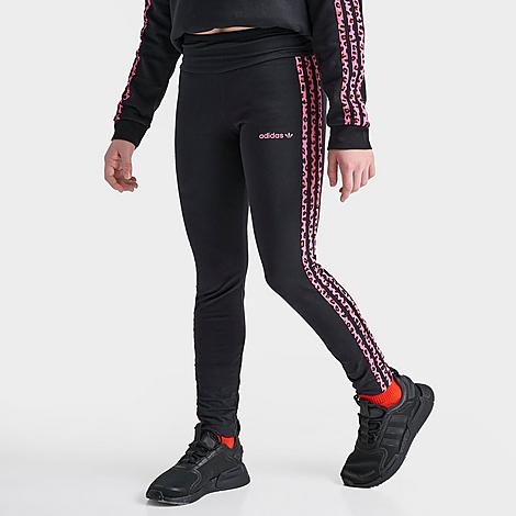 Adidas Originals Kids' Adidas Girls' Originals Leopard Stripes Leggings In Black/pink