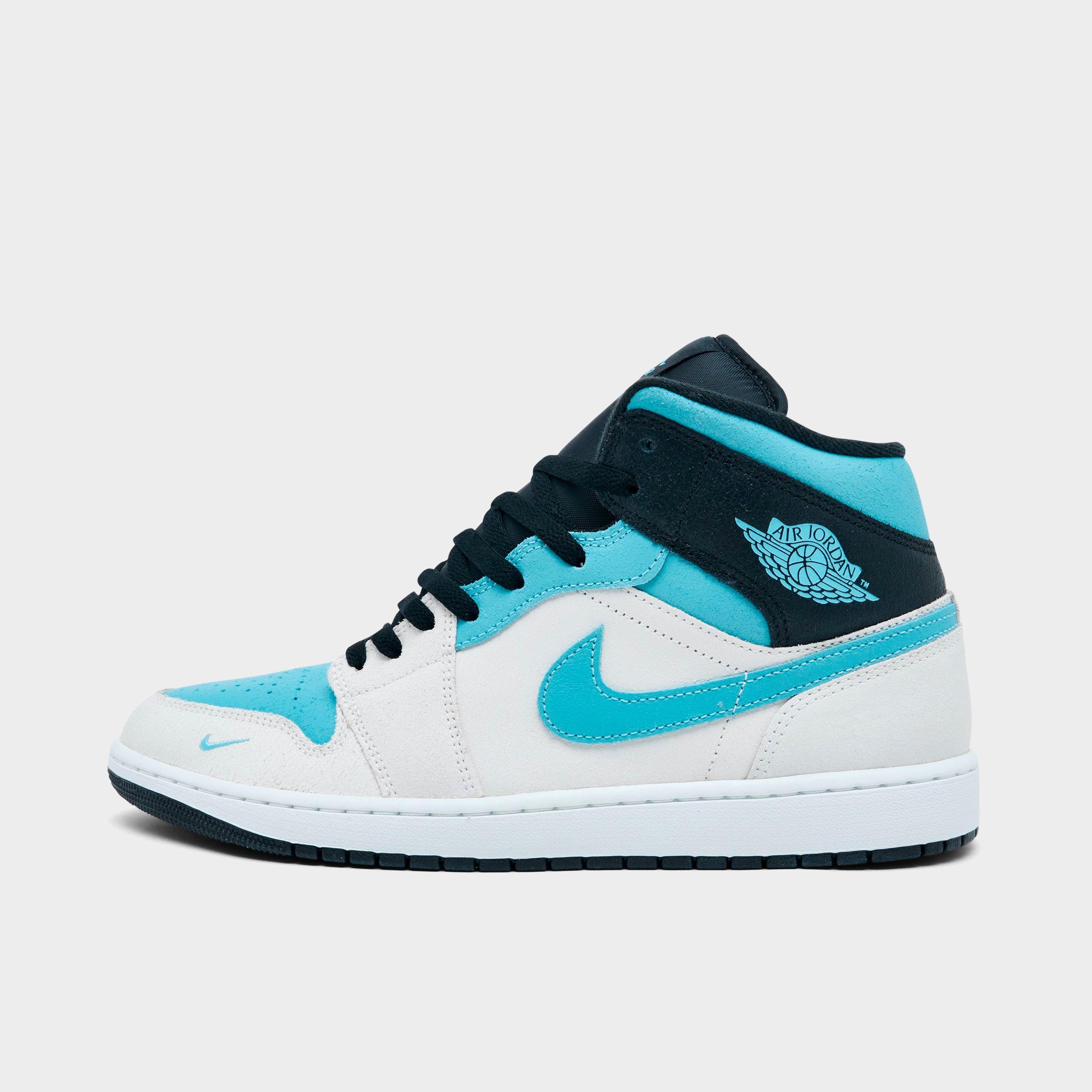 Jordan Men's Air Retro 1 Mid SE Casual Shoes in Summit White/Blue Chill/Black Size: 7.5