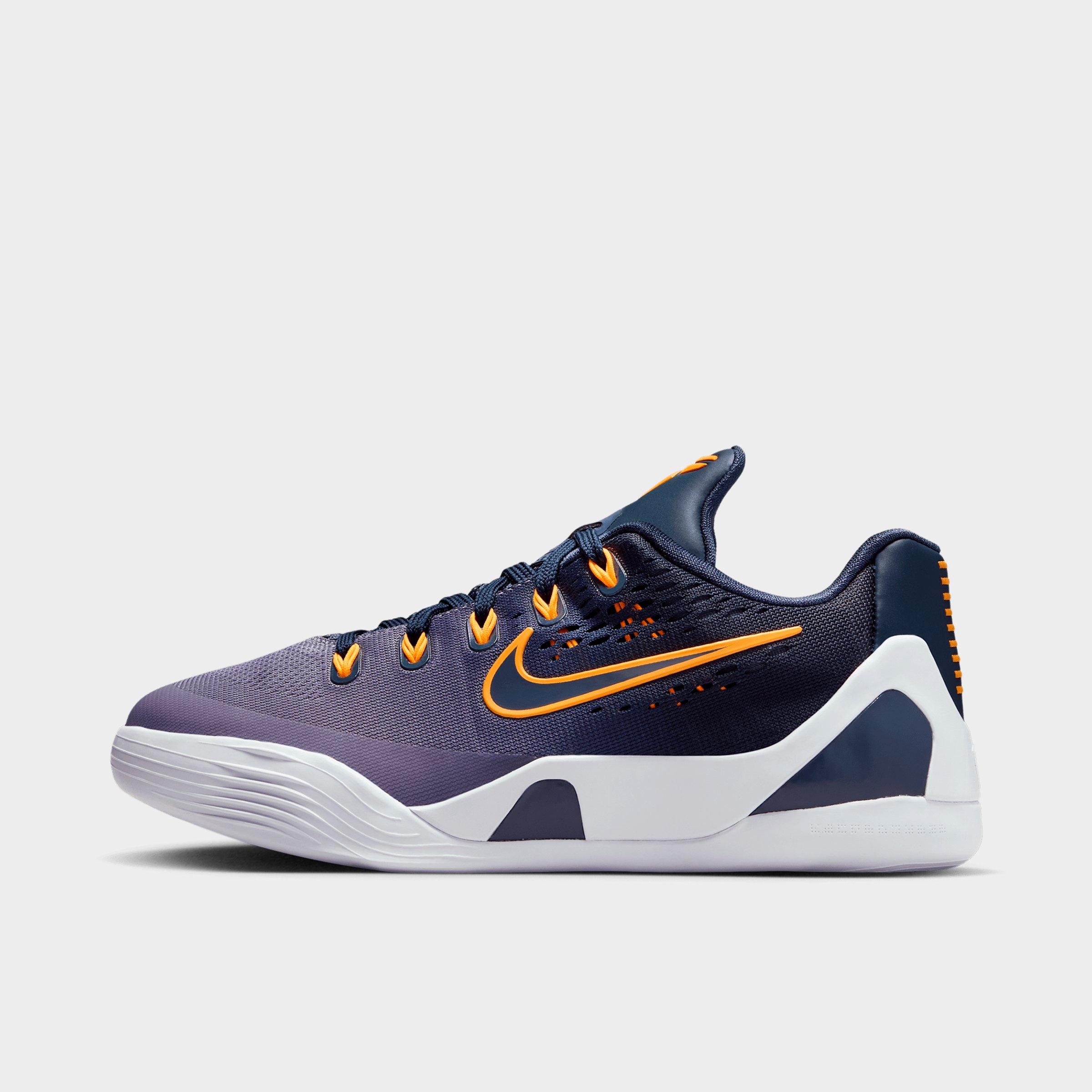 Nike Big Kids Kobe 9 Low EM Basketball Shoes in Thunder Blue/Laser Orange/Daybreak Size: 4.5