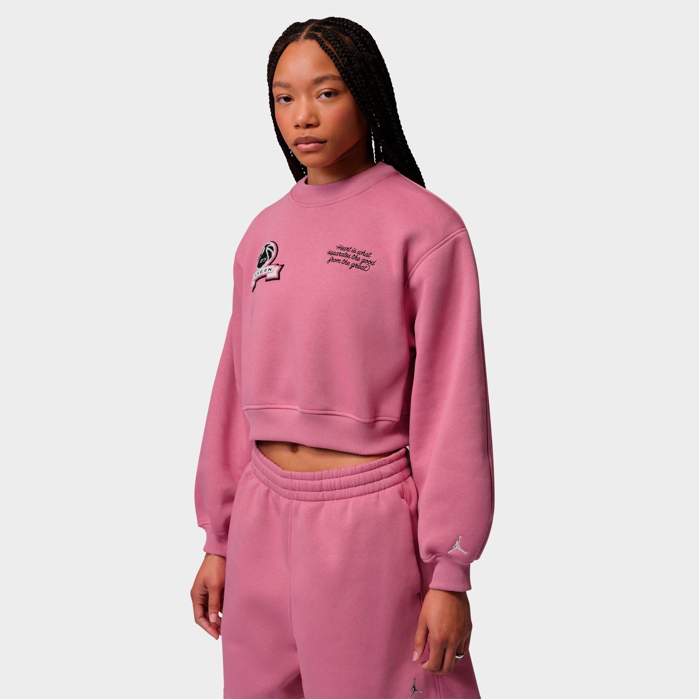 Jordan Women's Brooklyn Fleece Cropped Crewneck Sweatshirt in Desert Berry/Sail Size: Medium
