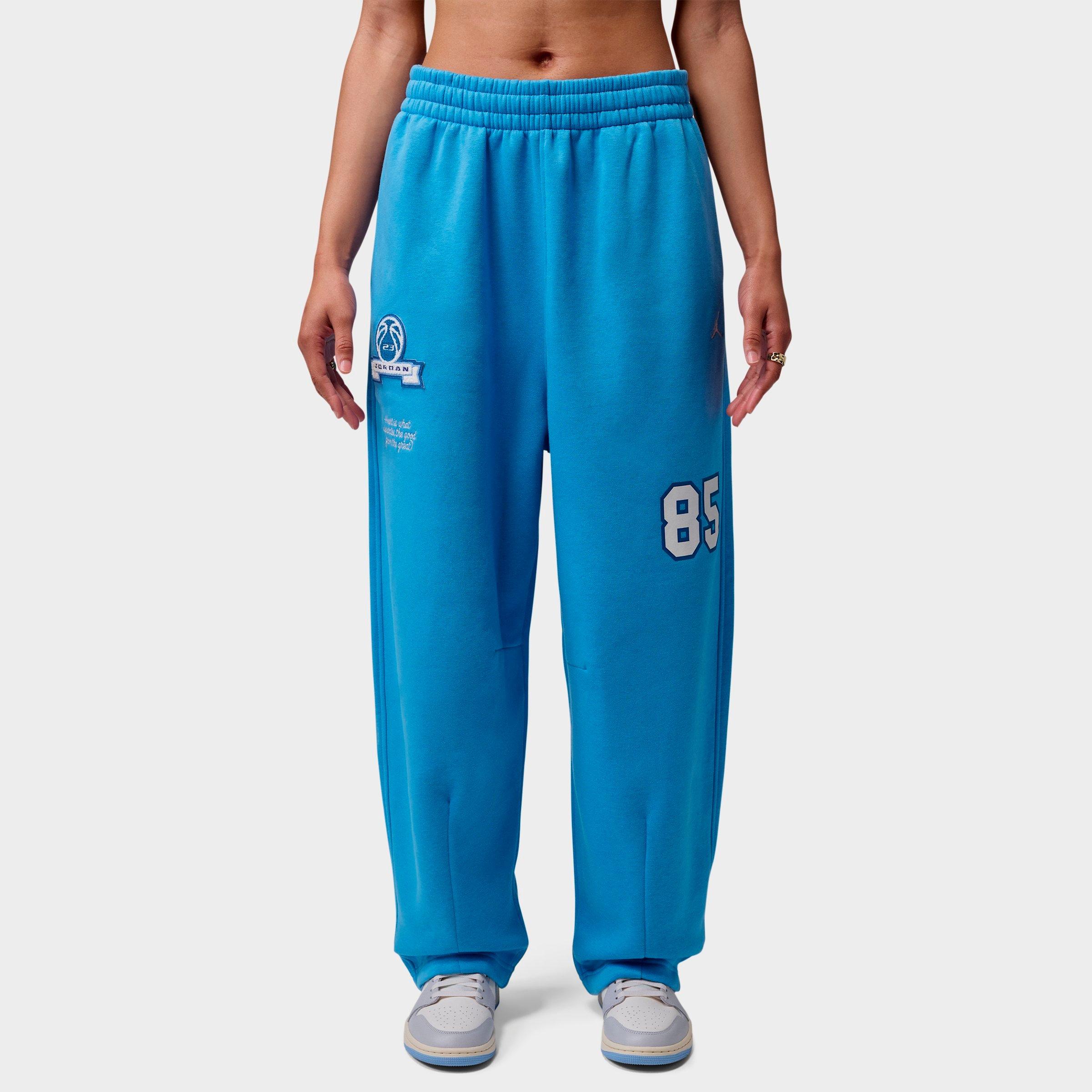 Jordan Women's Brooklyn Fleece Wide-Leg Graphic Pants in Blue Beyond/Sail Size: 2XL
