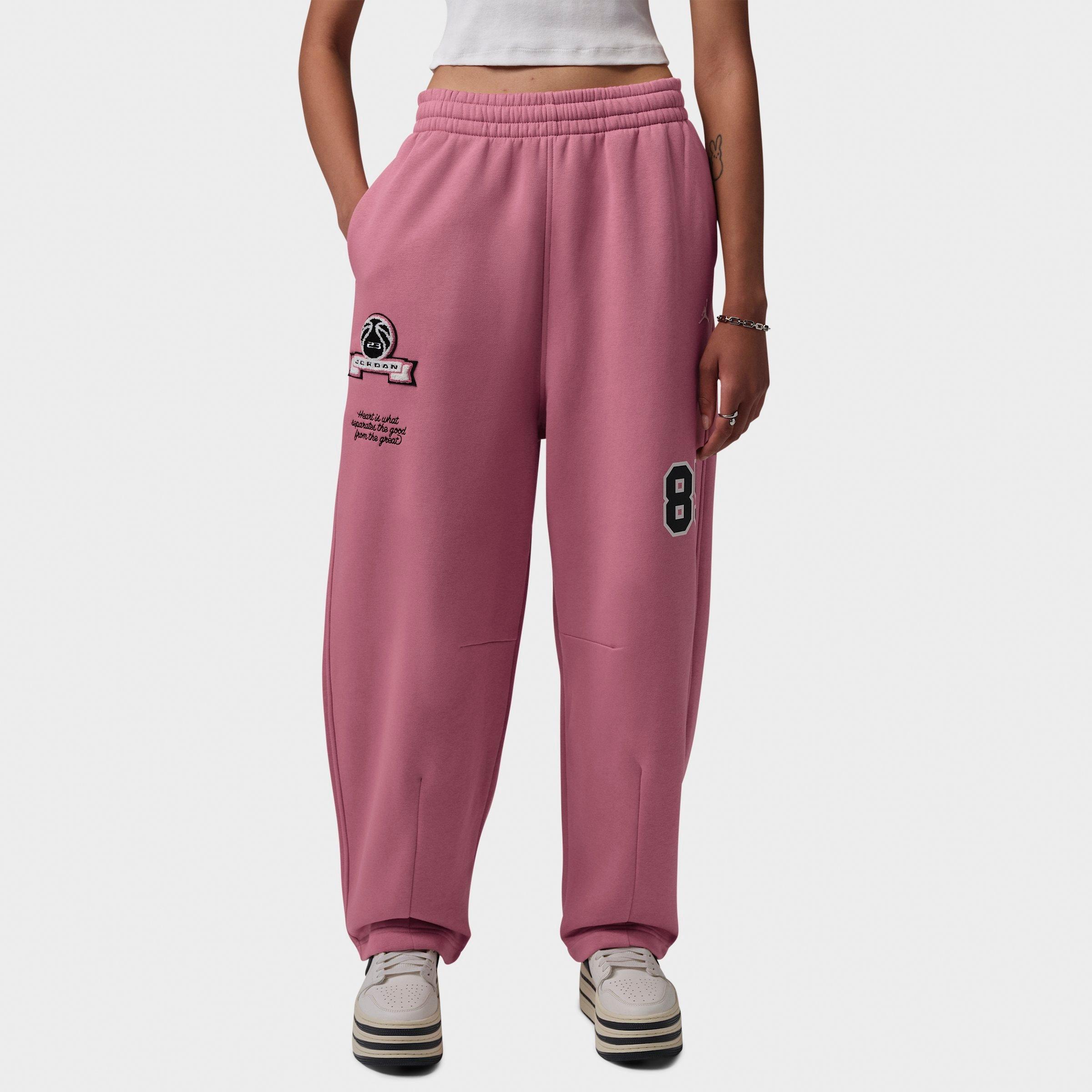 Jordan Women's Brooklyn Fleece Wide-Leg Graphic Pants in Desert Berry/Sail Size: XL