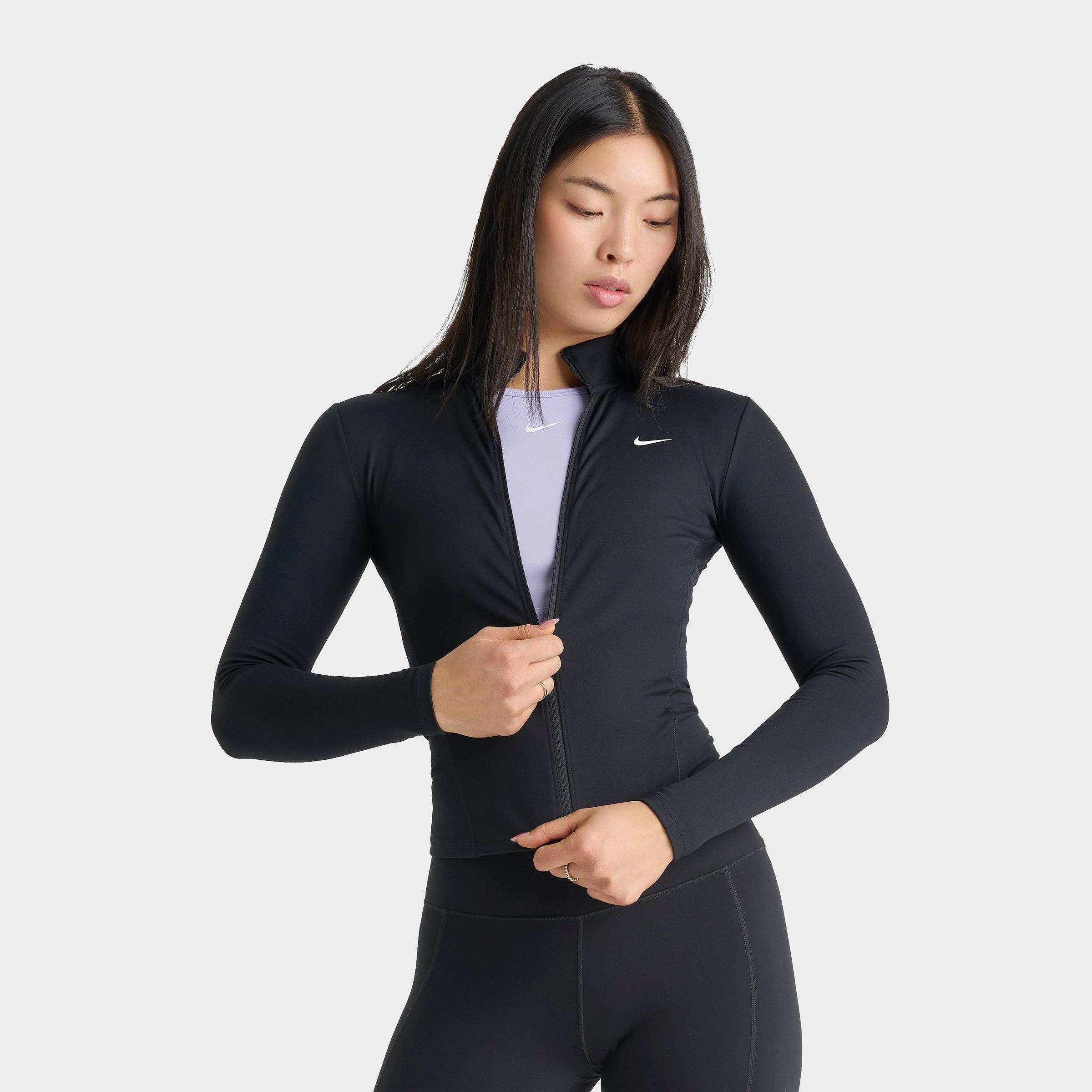 Nike Women's One Dri-FIT Fitted Full-Zip Jacket in Black/White Size: XS