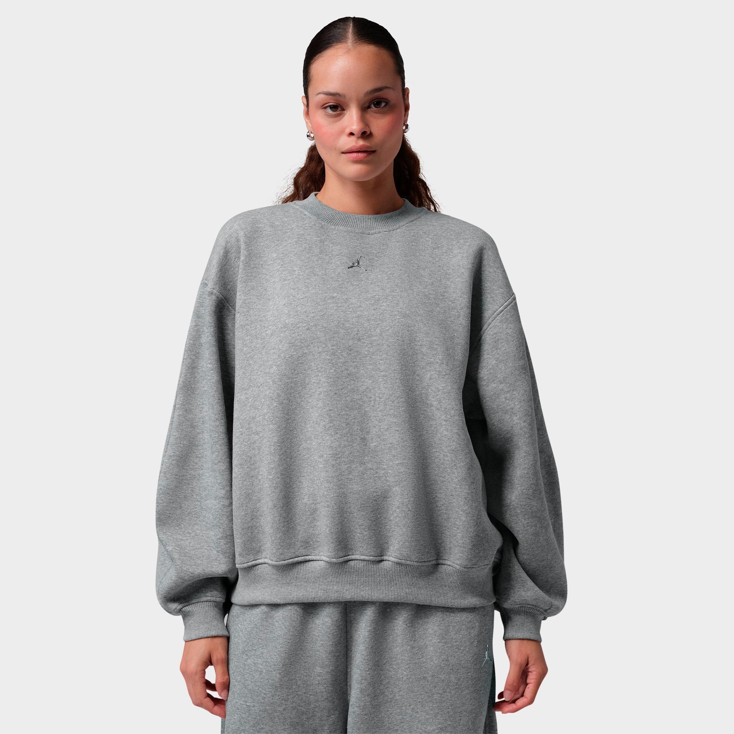 Jordan Women's Brooklyn Fleece Crewneck Sweatshirt in Dark Grey Heather Size: Small
