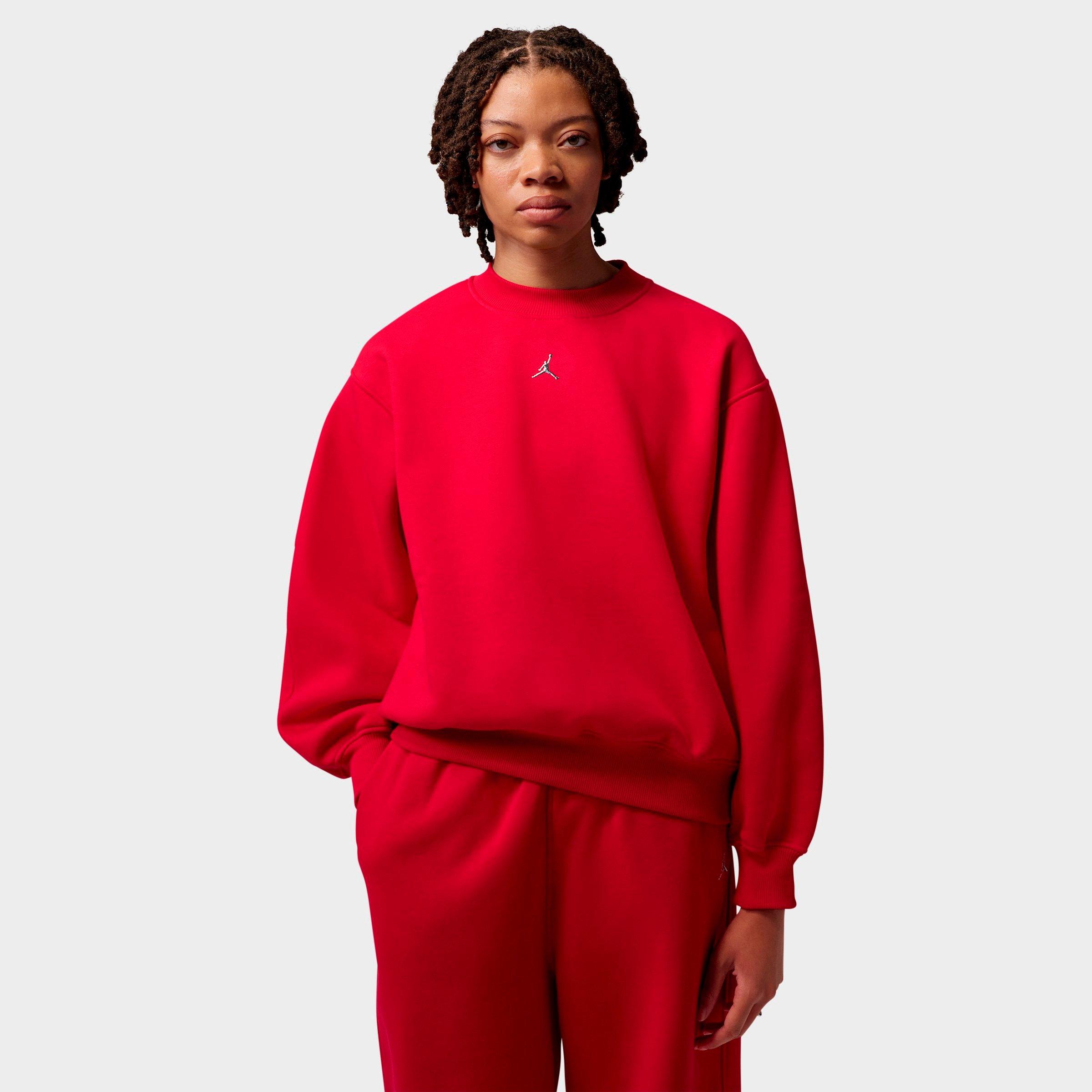 Jordan Women's Brooklyn Fleece Crewneck Sweatshirt in Gym Red Size: Large