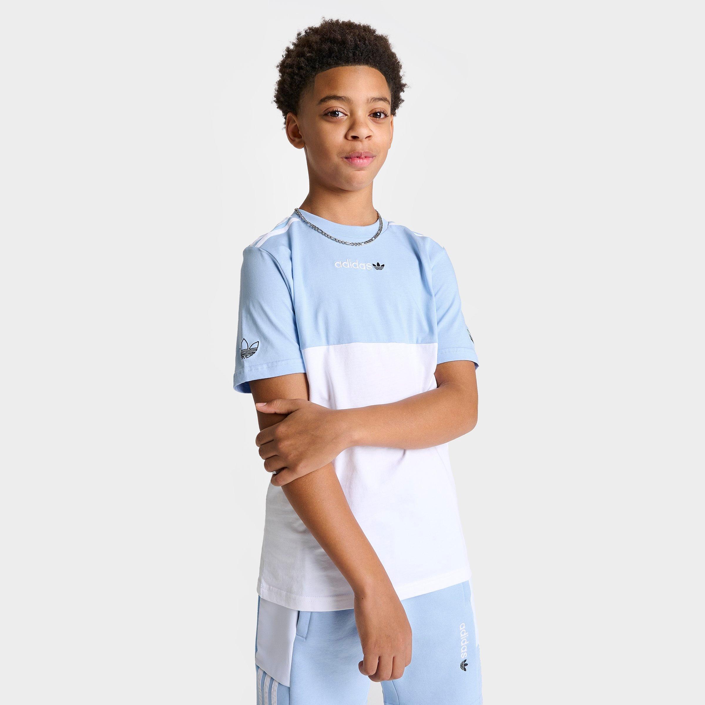 Shop Adidas Originals Adidas Boys' Originals Colorblock T-shirt In Light Blue/white