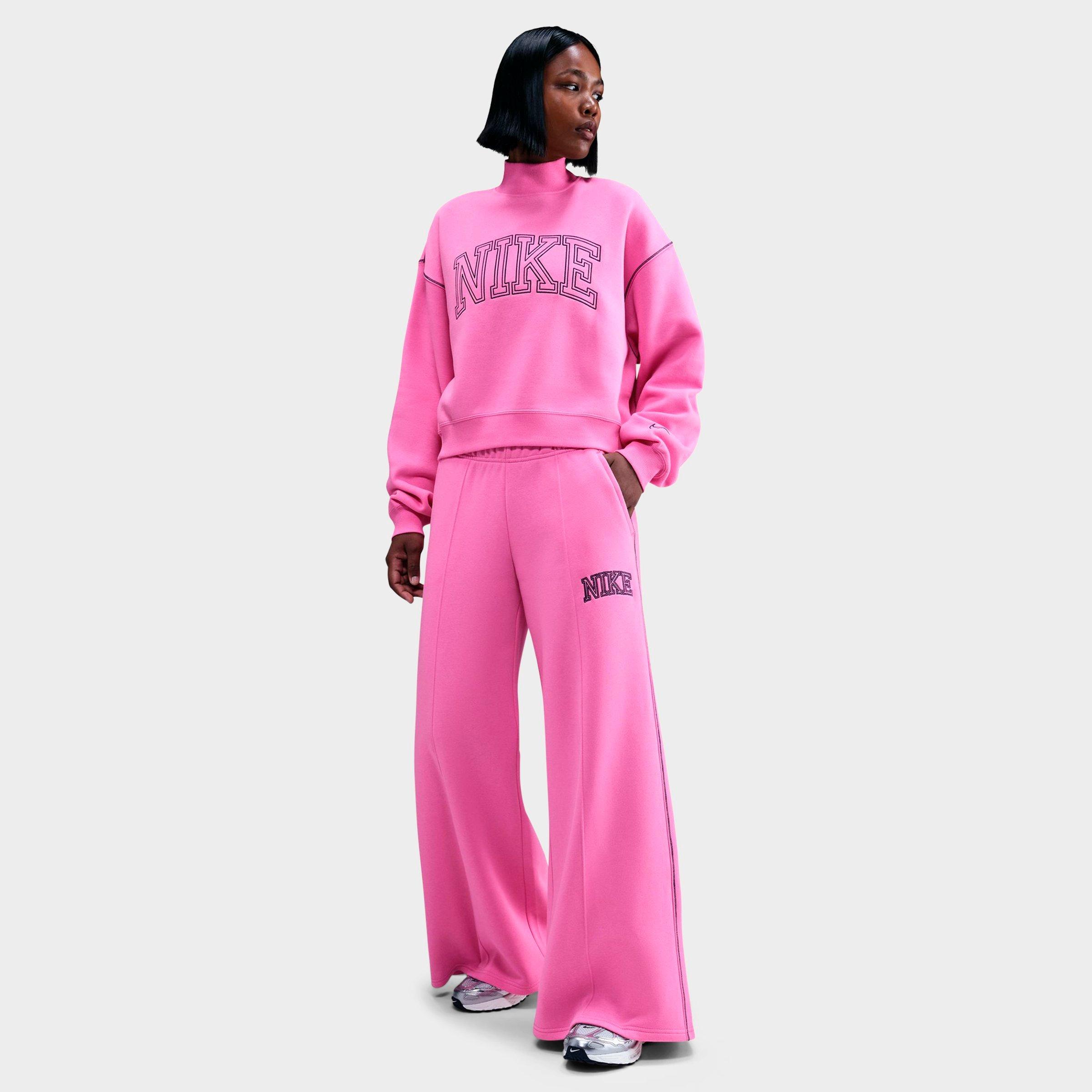 Nike Women's Sportswear Phoenix Fleece Wide-leg Jogger Pants In Pink