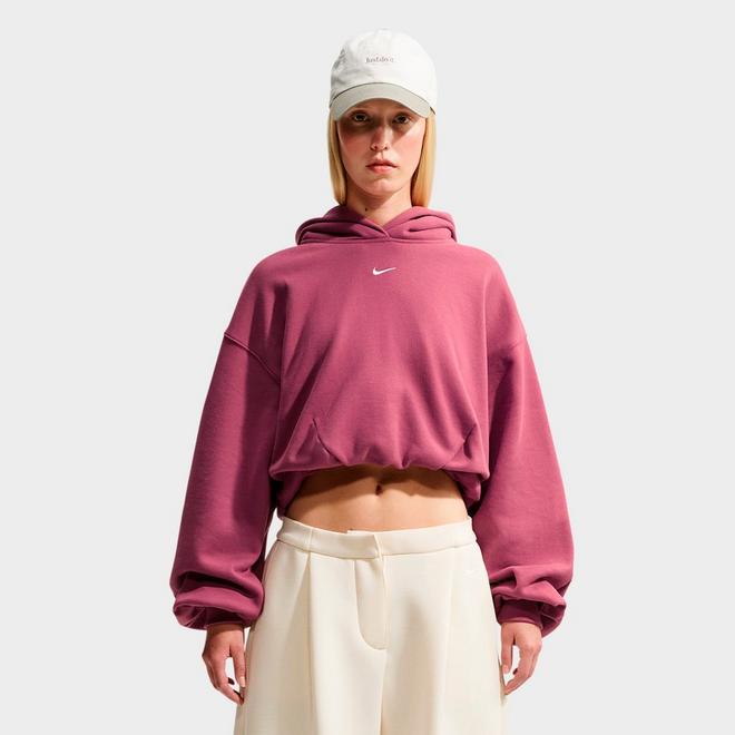 Women's Nike Studio Fleece Medium-Weight Oversized Cropped Pullover Hoodie