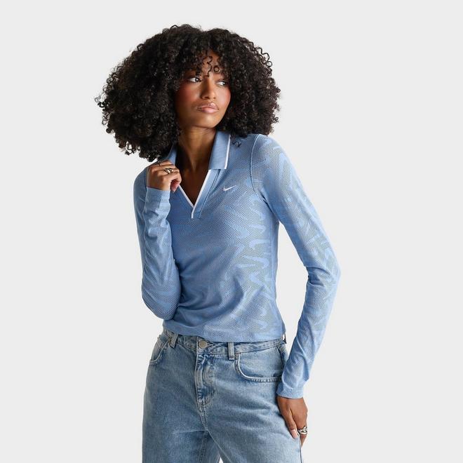 Women's Nike Sportswear Chill Knit Tight Mod-Cropped Long-Sleeve Lace Top