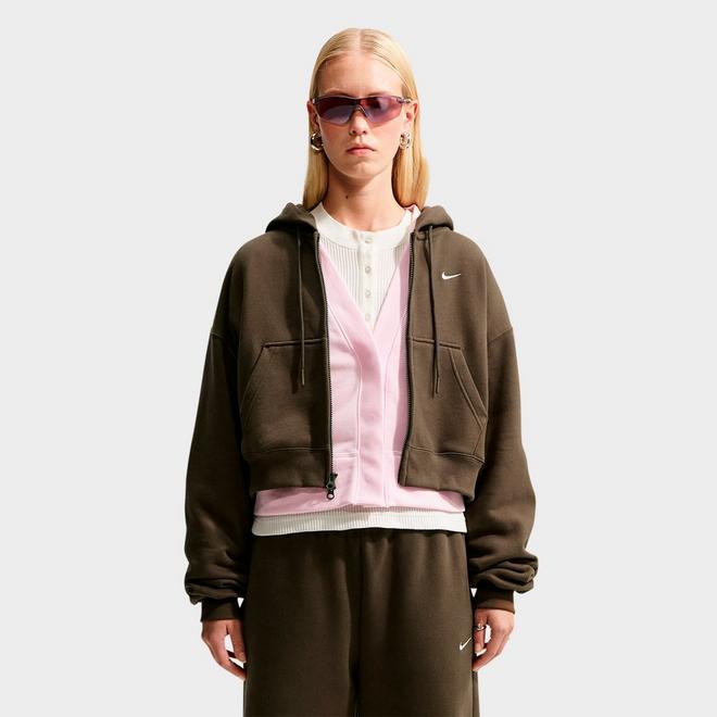 Women's Nike Studio Fleece Medium-Weight Oversized Cropped Full-Zip Hoodie