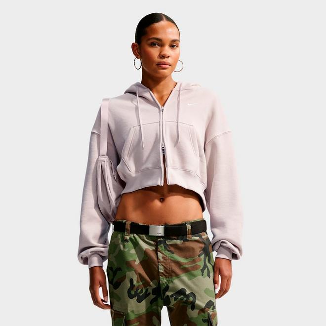 Women's Nike Studio Fleece Medium-Weight Oversized Cropped Full-Zip Hoodie