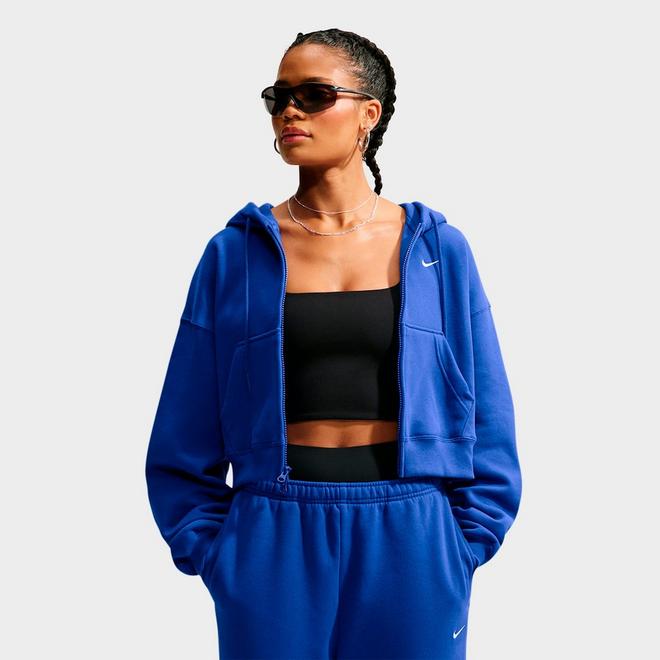 Women's Nike Studio Fleece Medium-Weight Oversized Cropped Full-Zip Hoodie