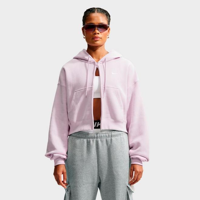 Women's Nike Studio Fleece Medium-Weight Oversized Cropped Full-Zip Hoodie