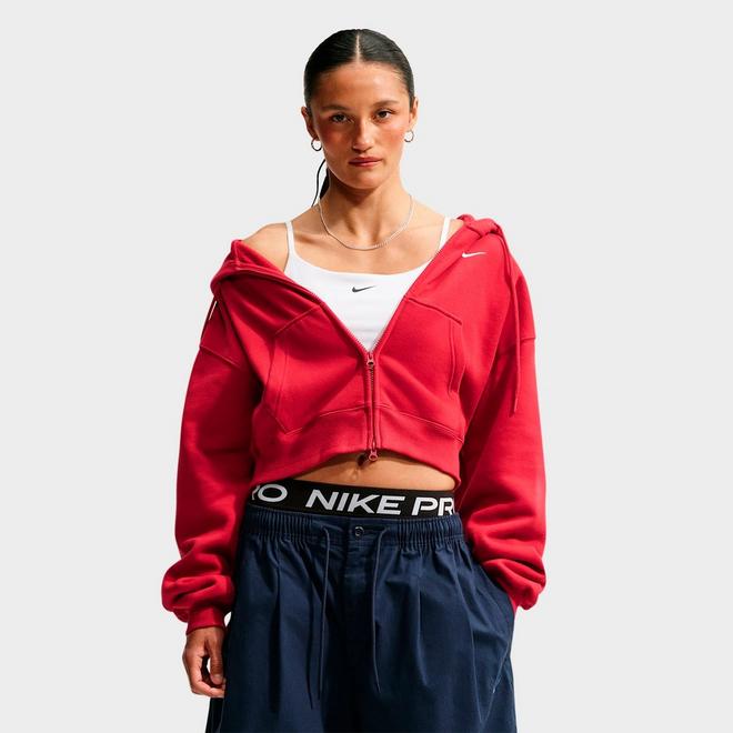 Women's Nike Studio Fleece Medium-Weight Oversized Cropped Full-Zip Hoodie