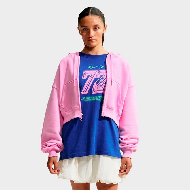 Women's Nike Studio Fleece Medium-Weight Oversized Cropped Full-Zip Hoodie