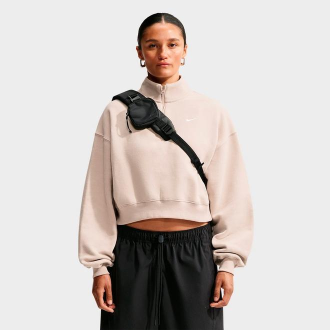 Women's Nike Studio Fleece Medium-Weight Oversized Cropped Quarter-Zip Jacket