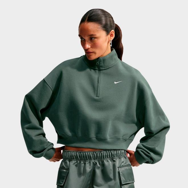 Women's Nike Studio Fleece Medium-Weight Oversized Cropped Quarter-Zip Jacket